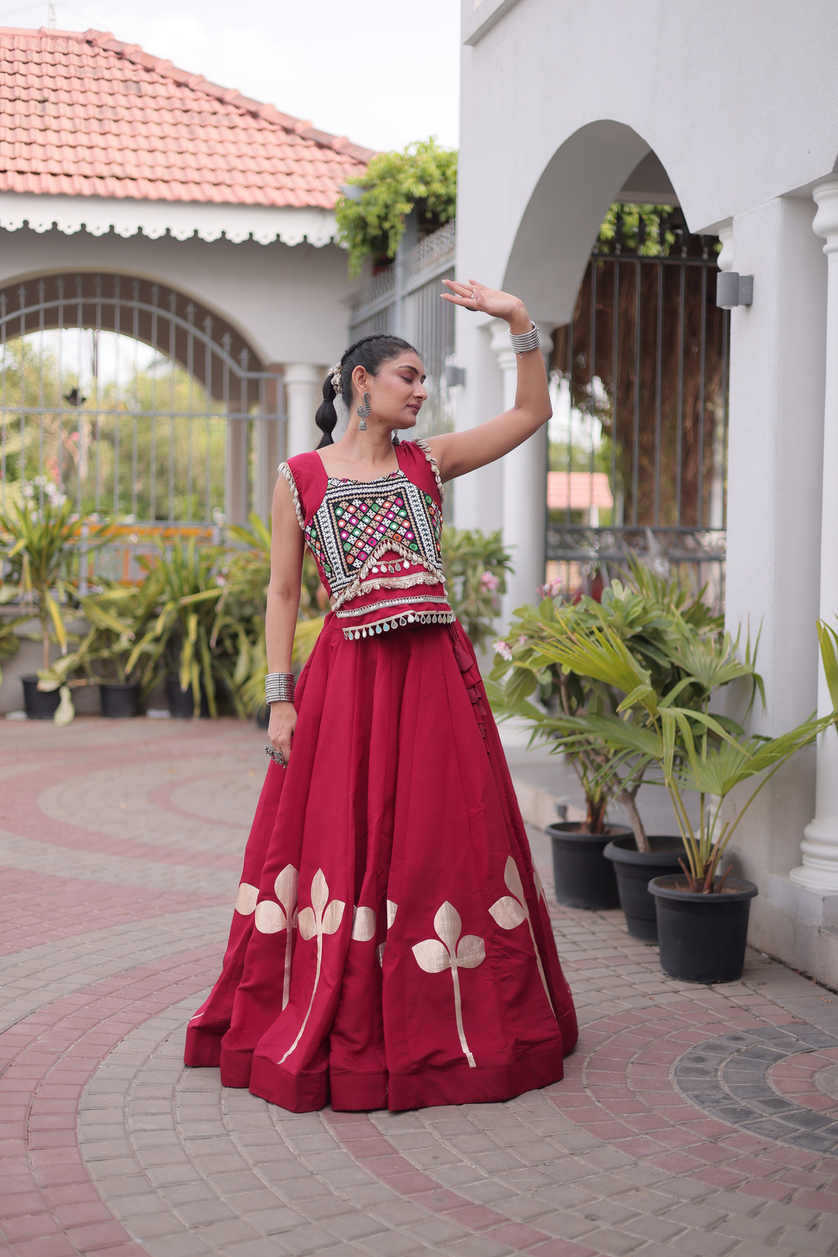 Women’s Designer Embroidered Ethnic Lehenga Choli Set | Traditional Flared Lehenga with Embellished Blouse