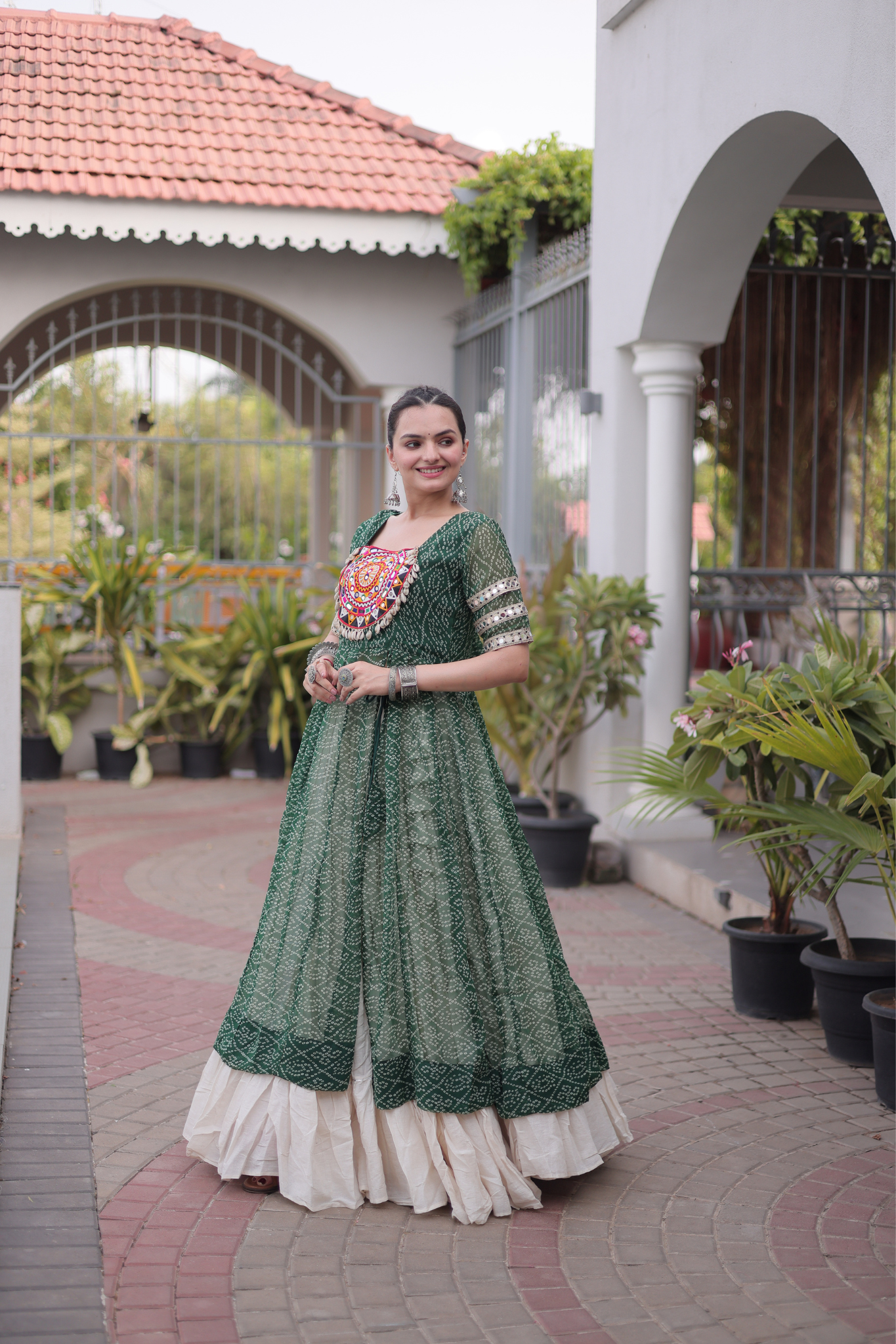 Women's Printed Anarkali Gown with Sharara | Traditional Ethnic Party Wear
