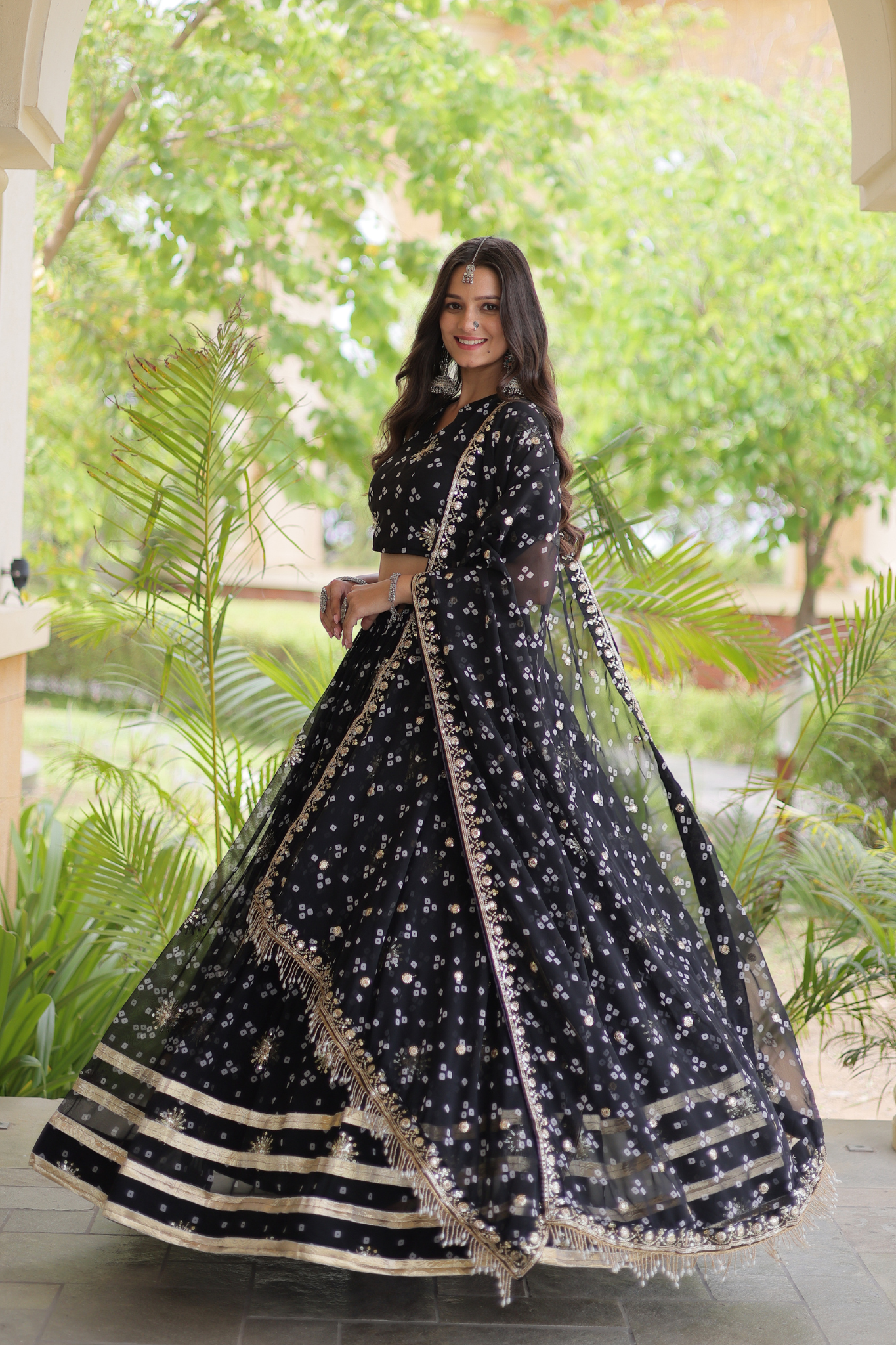 Women's [Color] Bandhani Printed Lehenga Choli with Dupatta