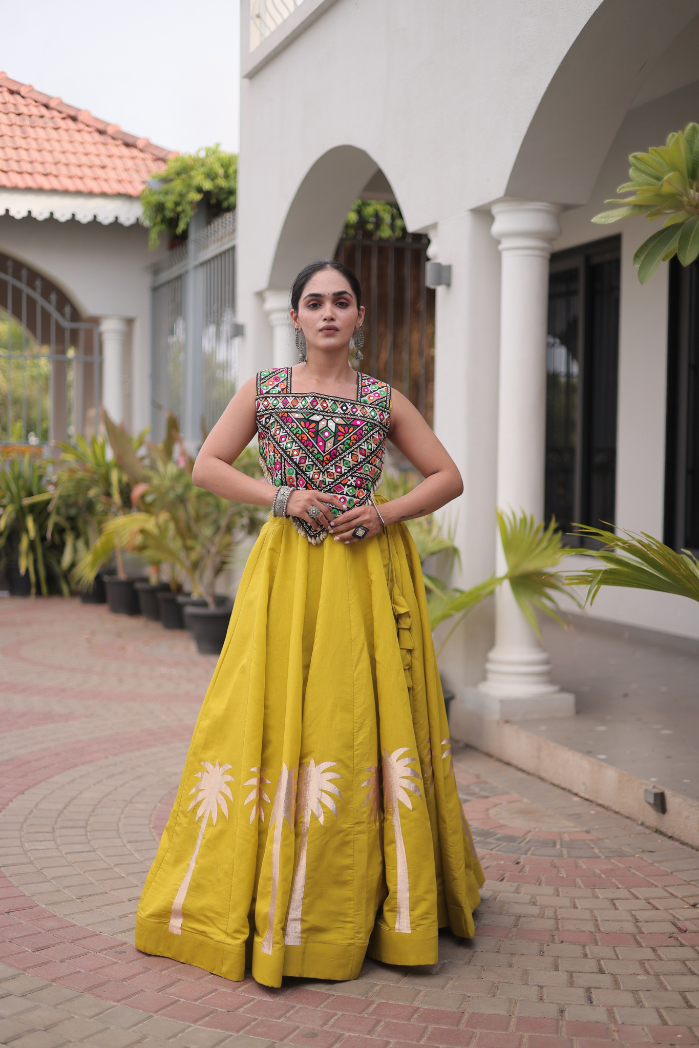 Women's Black Embroidered Lehenga Set with Mirror Work Crop Top | Navratri & Festive Wear