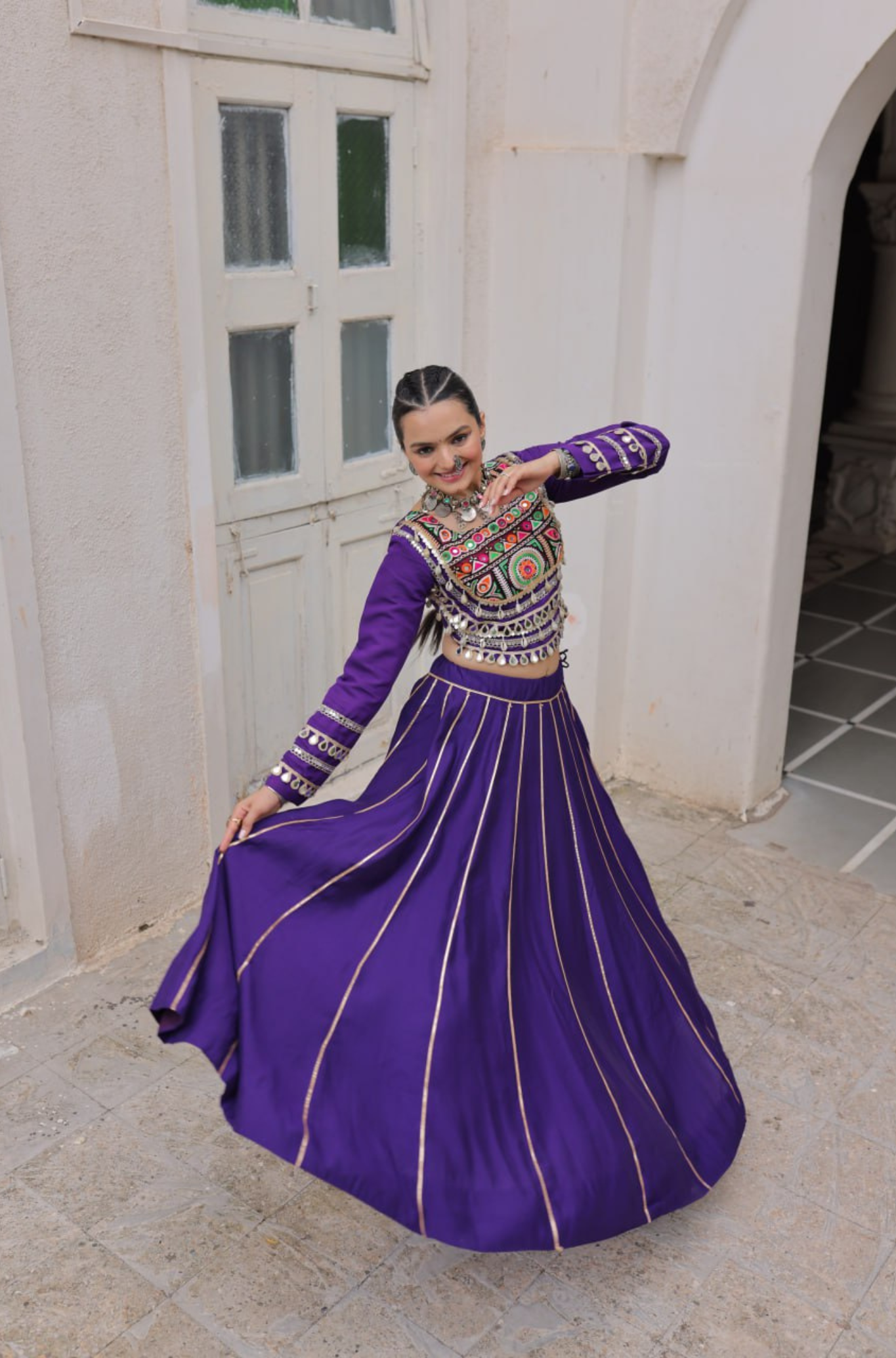Designer Mirror Work Embroidered Lehenga Choli Set for Women