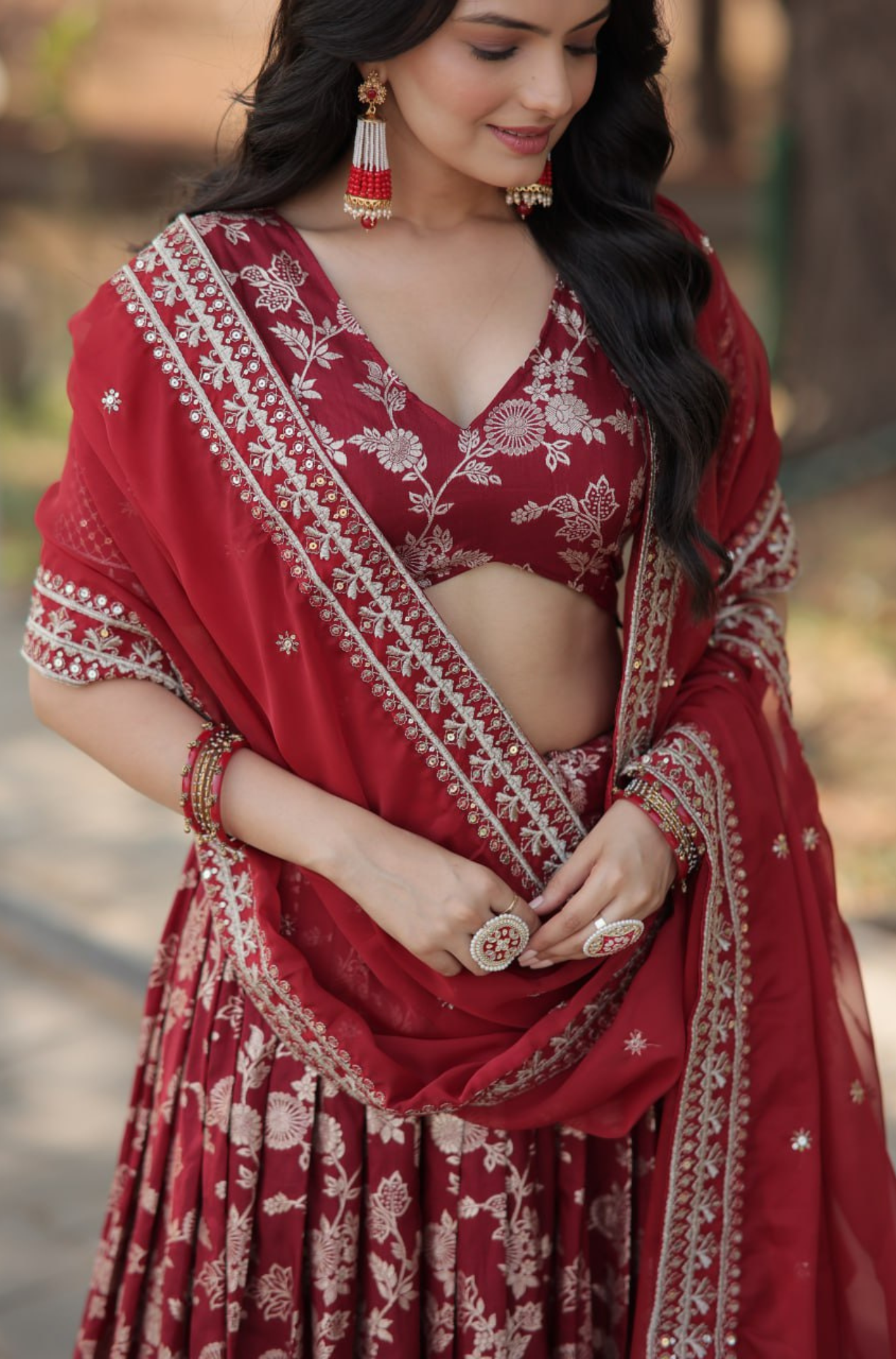 Women's Designer Floral Printed Lehenga Choli Set with Dupatta
