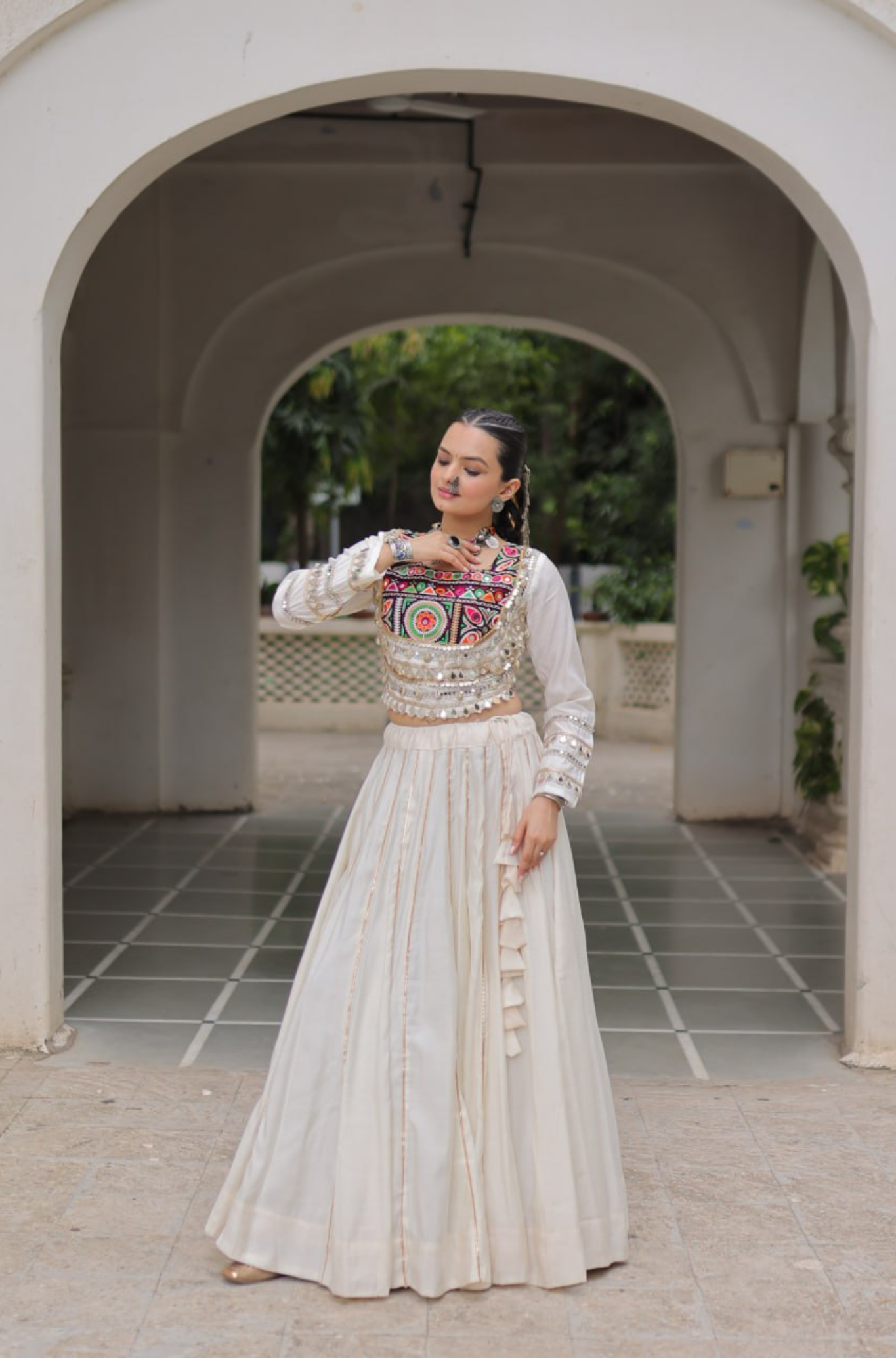 Designer Mirror Work Embroidered Lehenga Choli Set for Women
