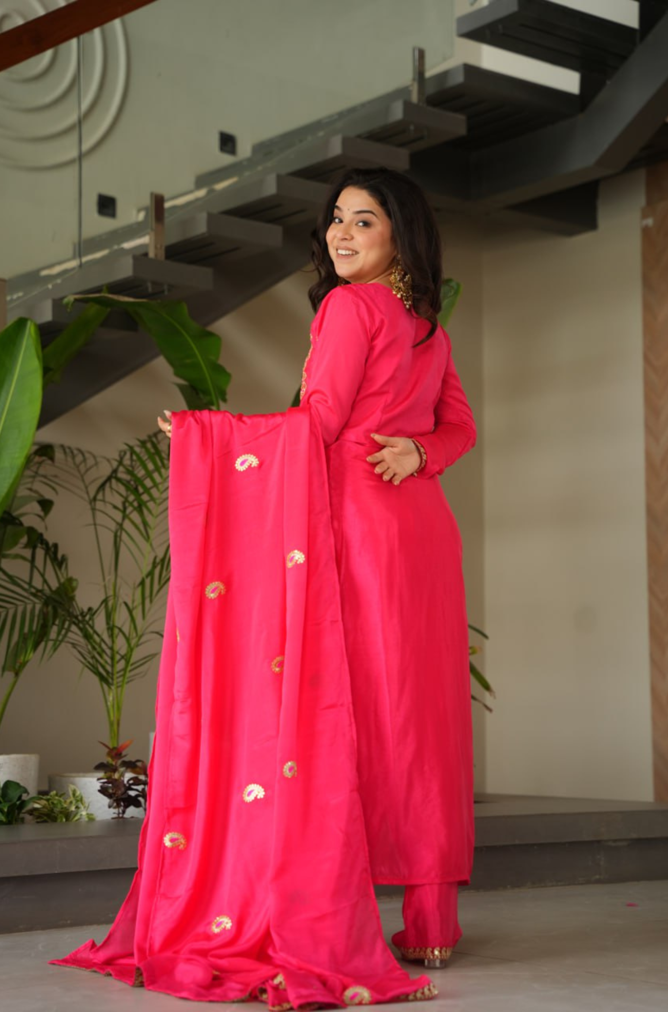 Designer Embroidered Kurta Pant Set with Dupatta