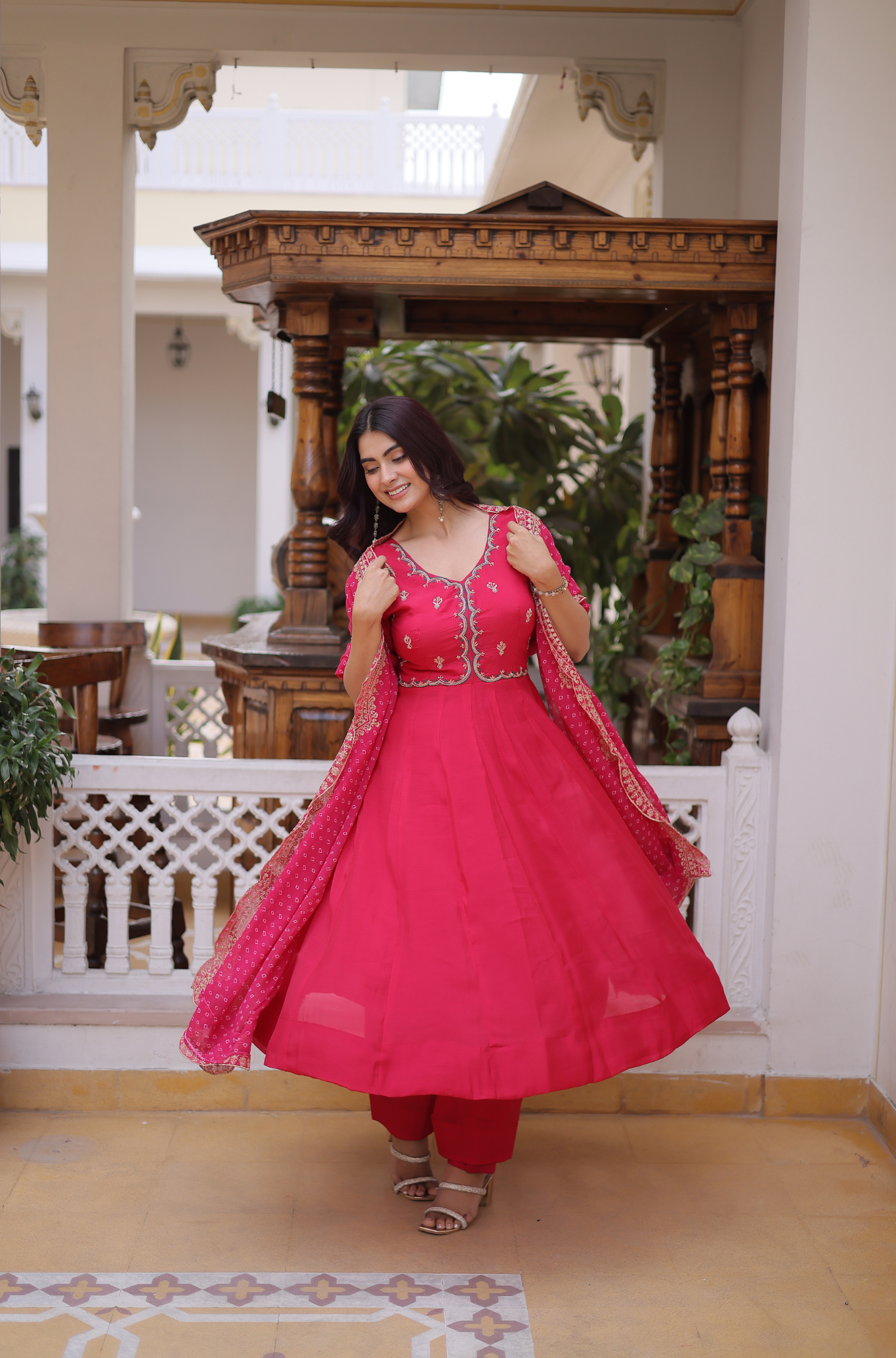 Women Embroidered Anarkali Kurta Set with Dupatta