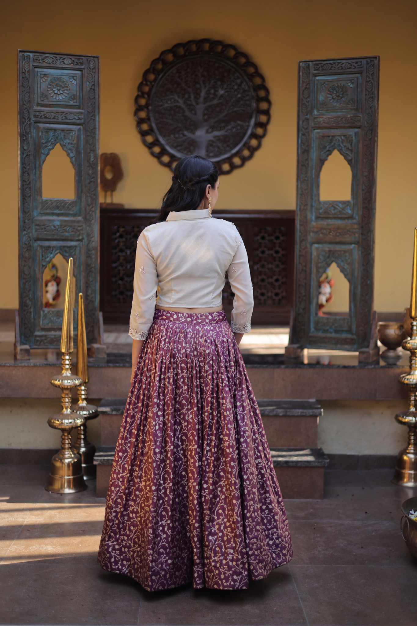 Women's Designer Embroidered Crop Top with Printed Flared Lehenga Set for Wedding & Festive Wear