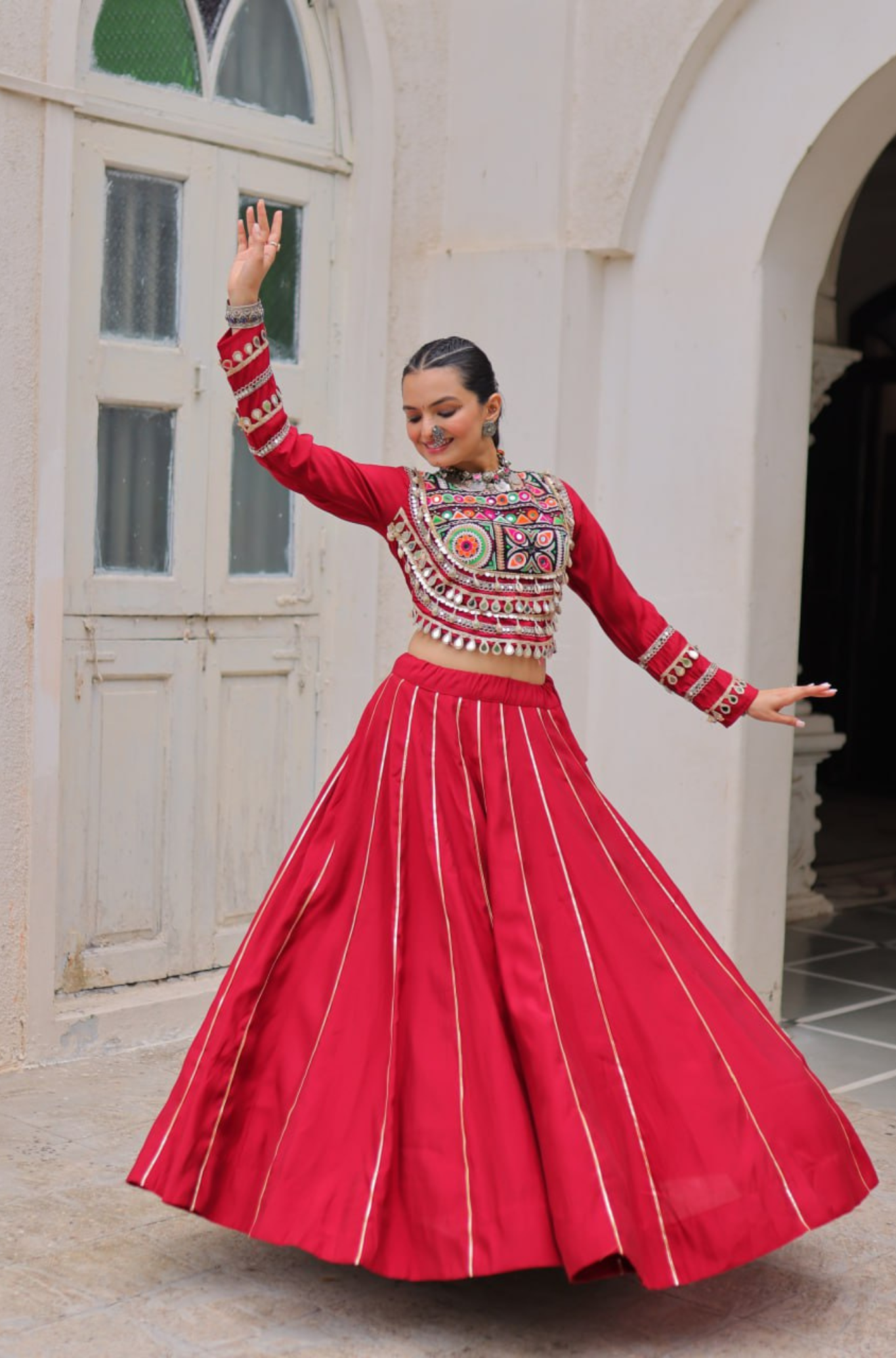 Designer Mirror Work Embroidered Lehenga Choli Set for Women