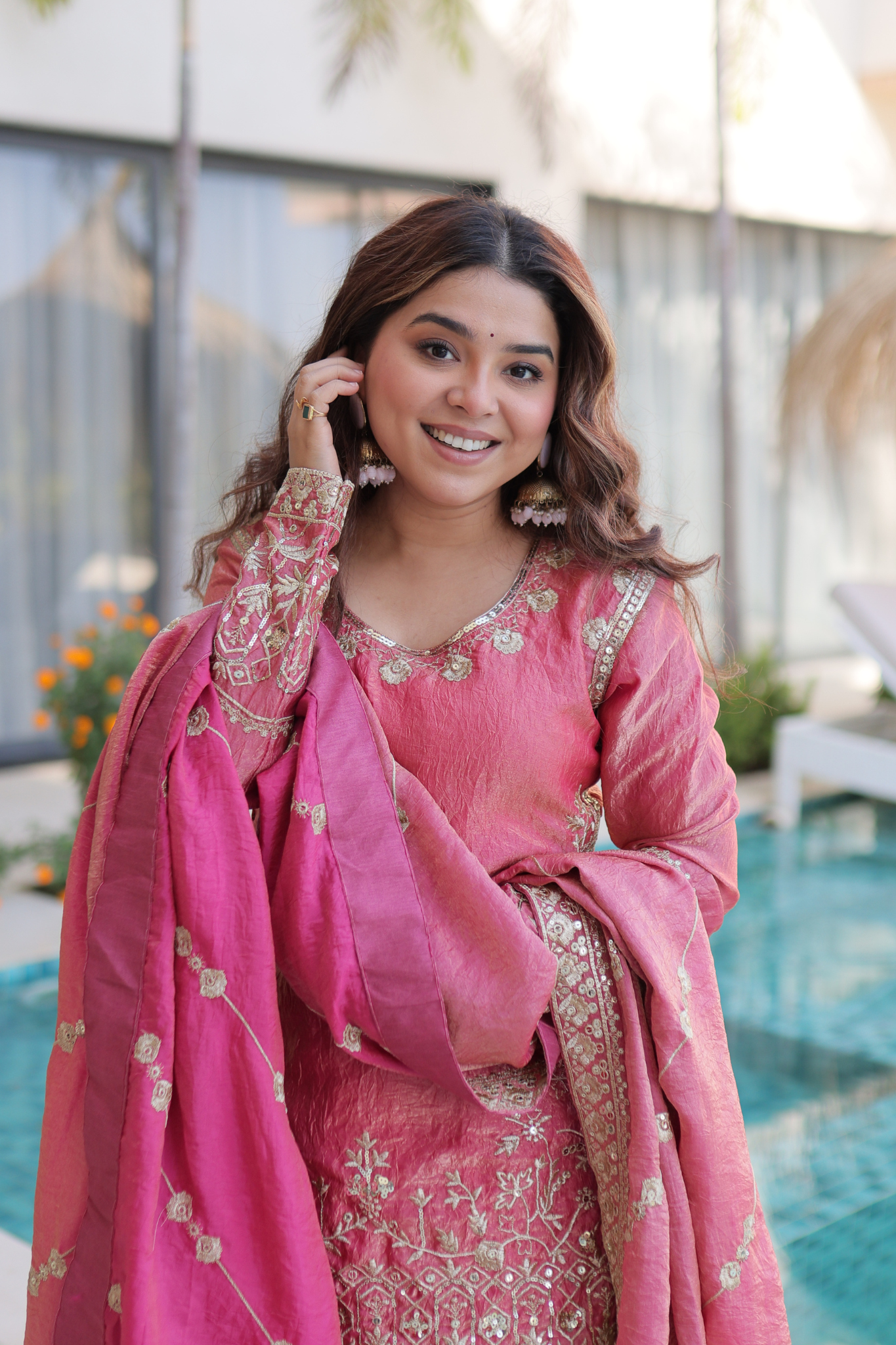 Women Embroidered Kurta Sharara Set with Dupatta