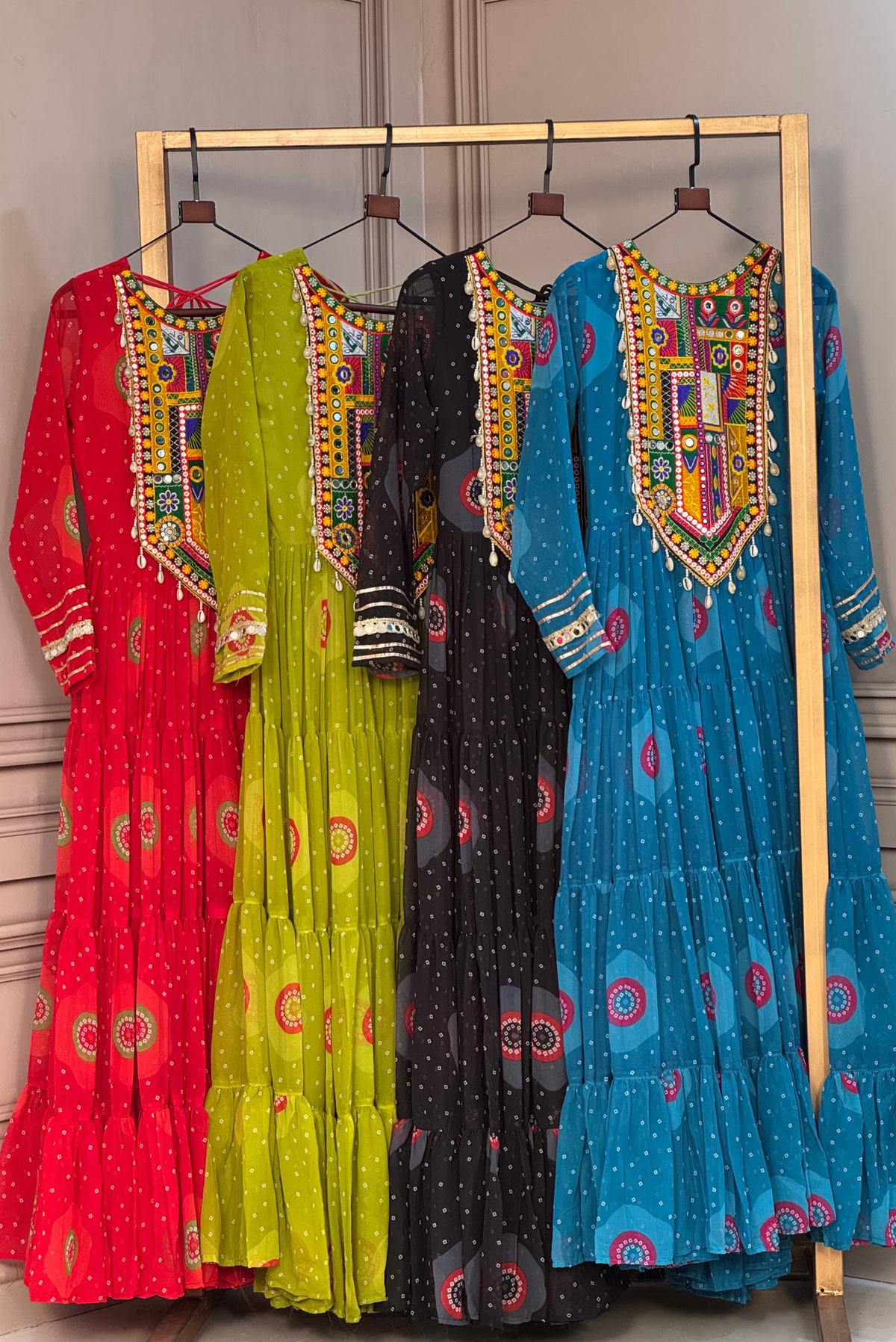 Women’s Designer Embroidered Anarkali Kurta | Ethnic Festive Wear Dress for Navratri & Garba