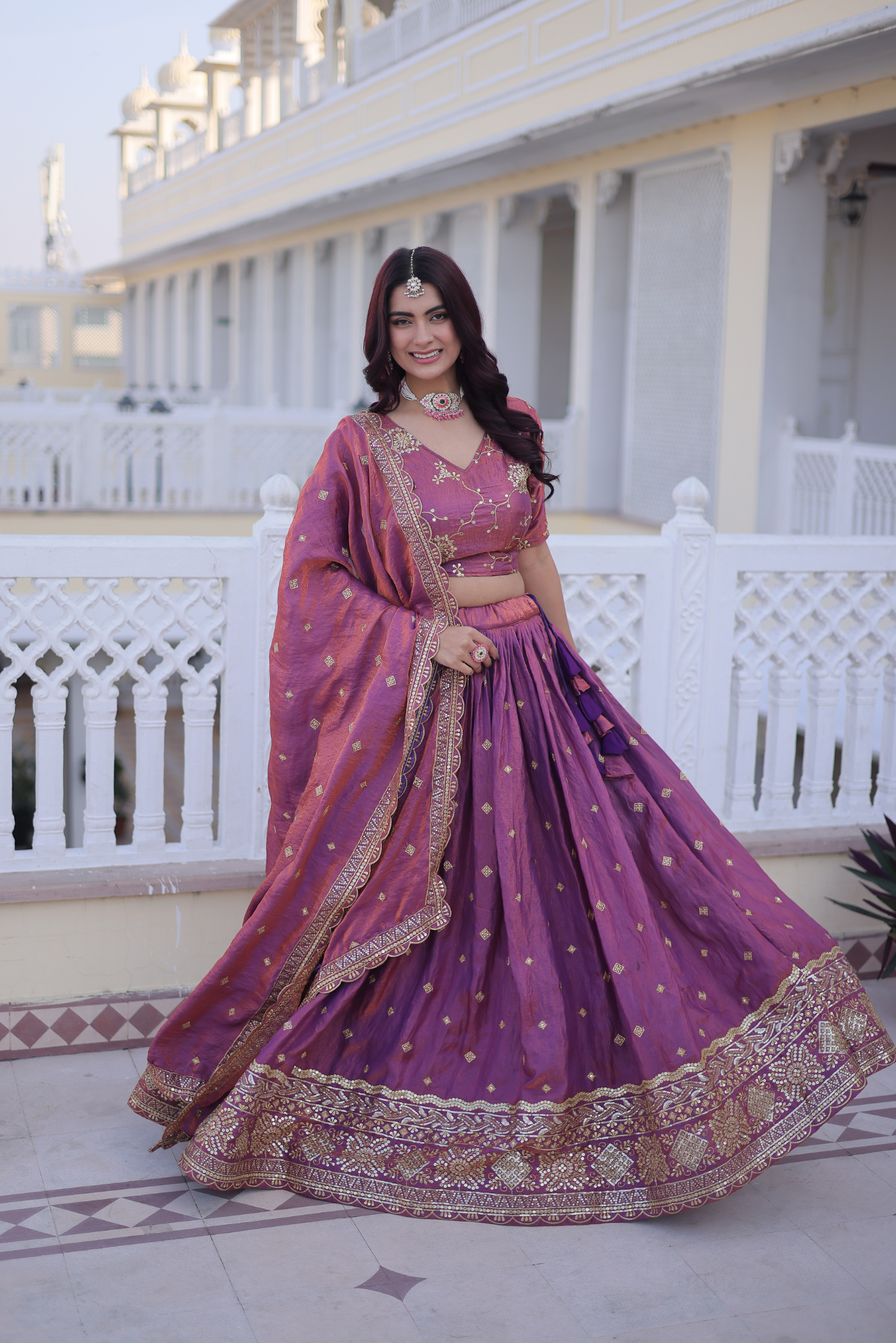 Premium Purple Silk Lehenga Choli Set for Women