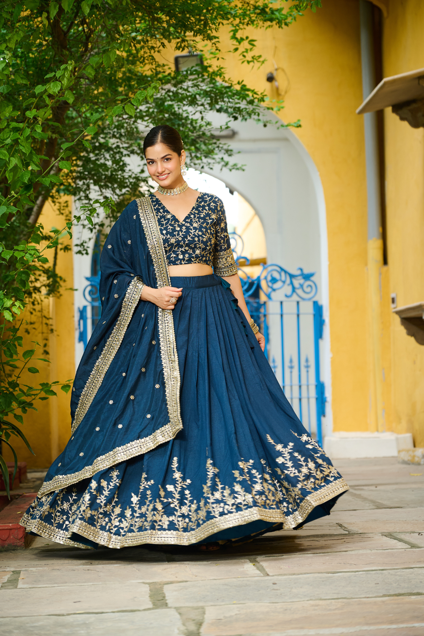 Women Embroidered Lehenga Choli Dupatta Set