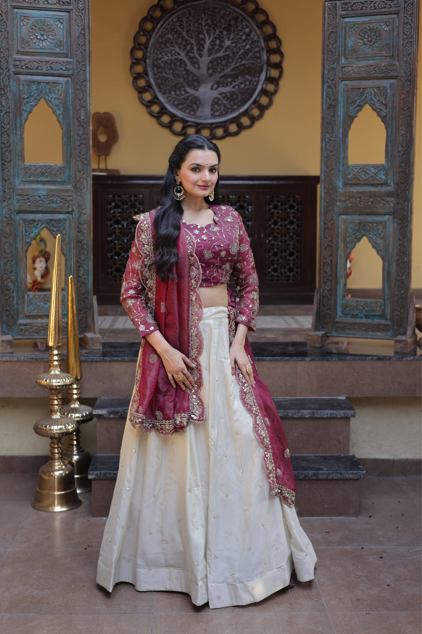Women Embroidered Lehenga Choli Set with Dupatta