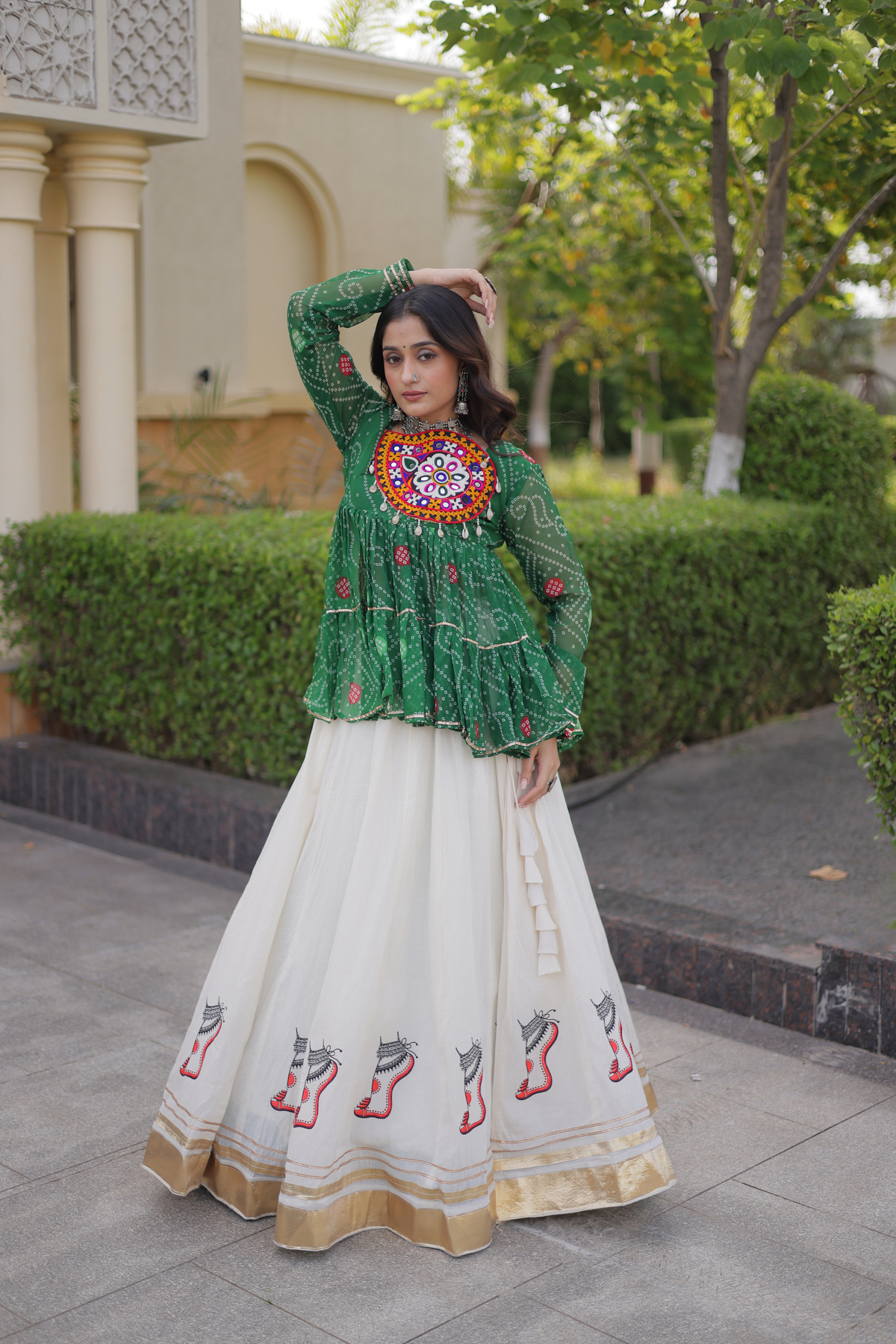 Designer Printed Anarkali Kurti with Embroidered Yoke & Flared Skirt