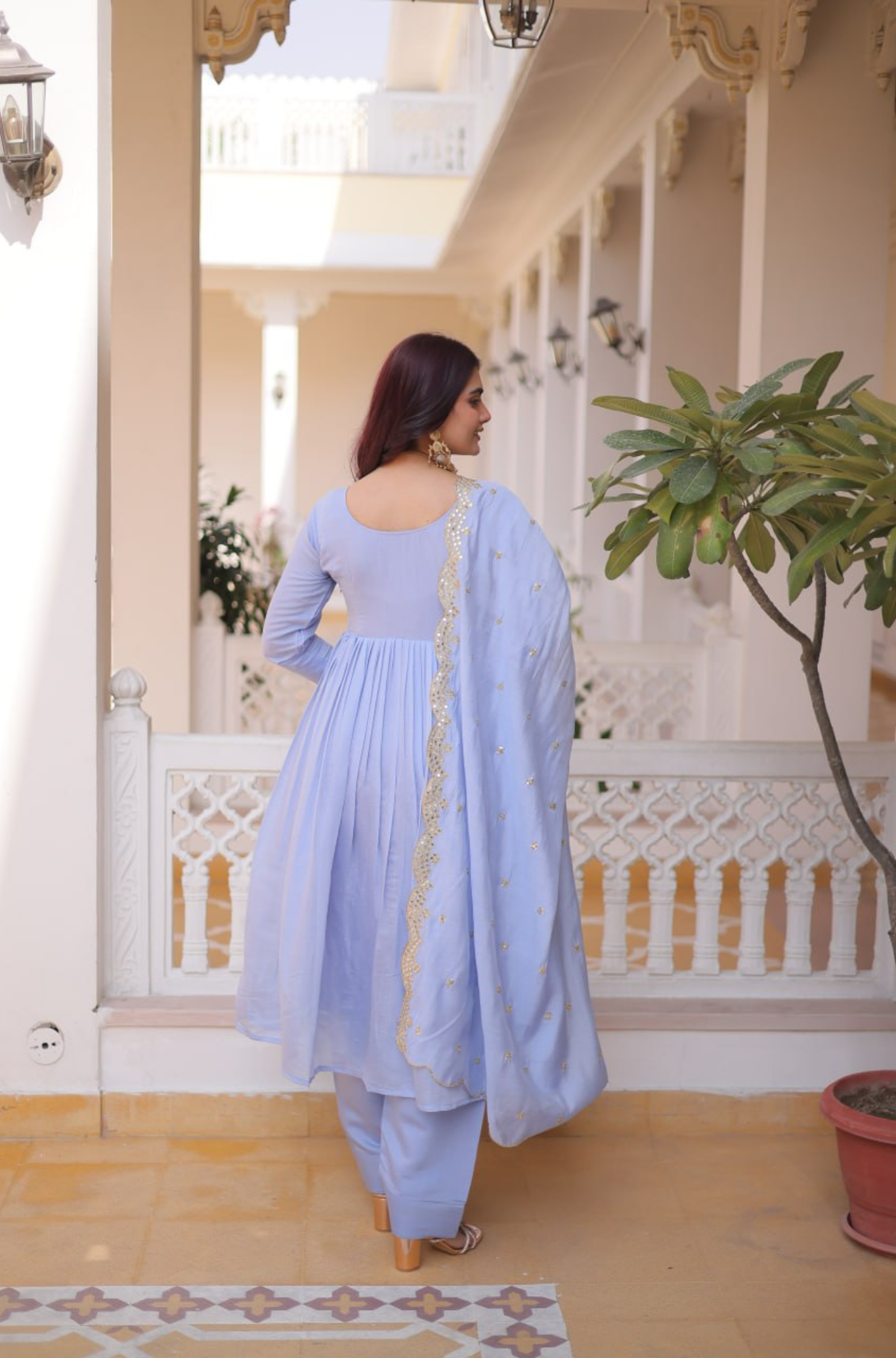Elegant Embroidered Anarkali Kurta Set for Women with Dupatta & Pant