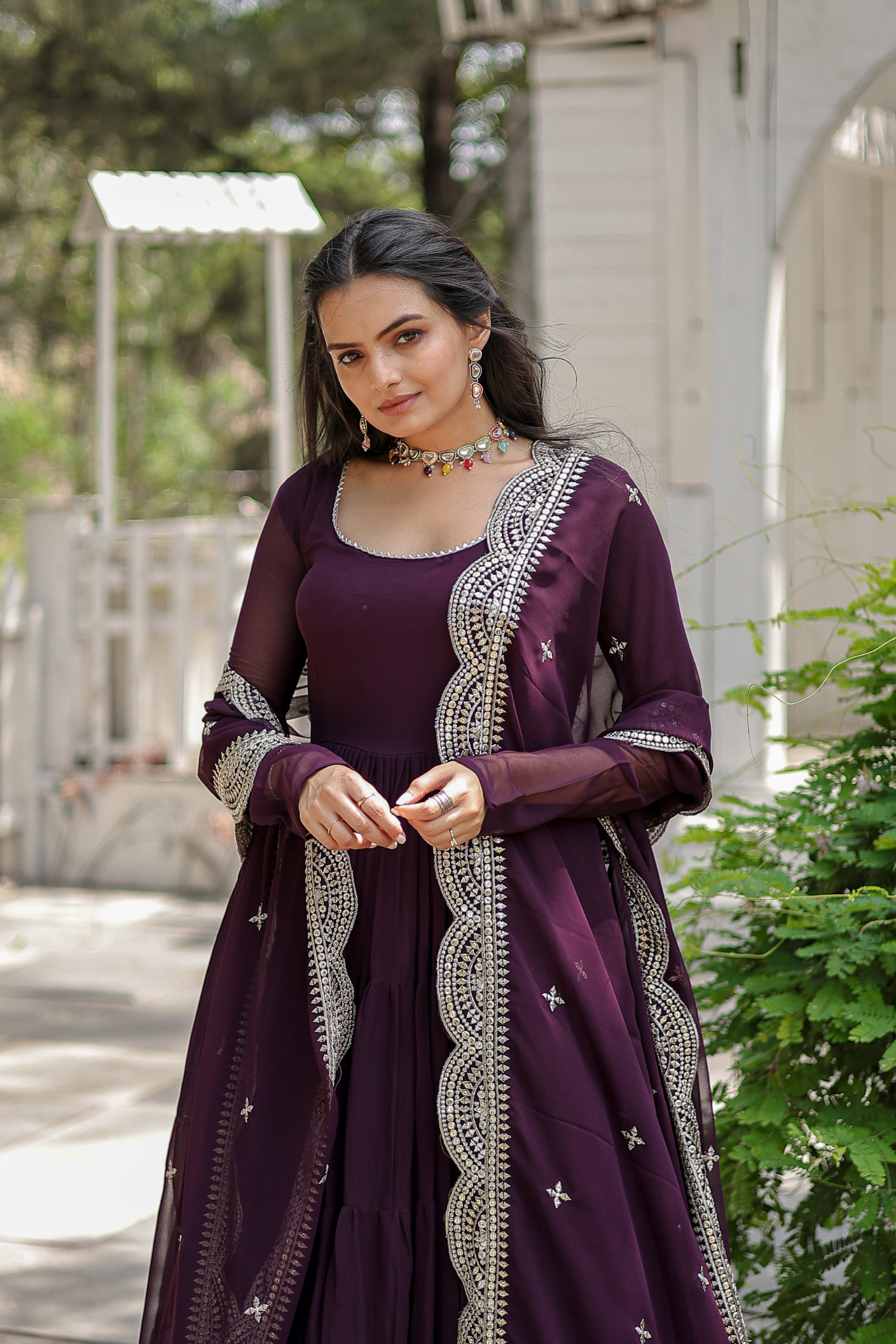 Exclusive Women's Designer Embroidered Anarkali Gown with Dupatta