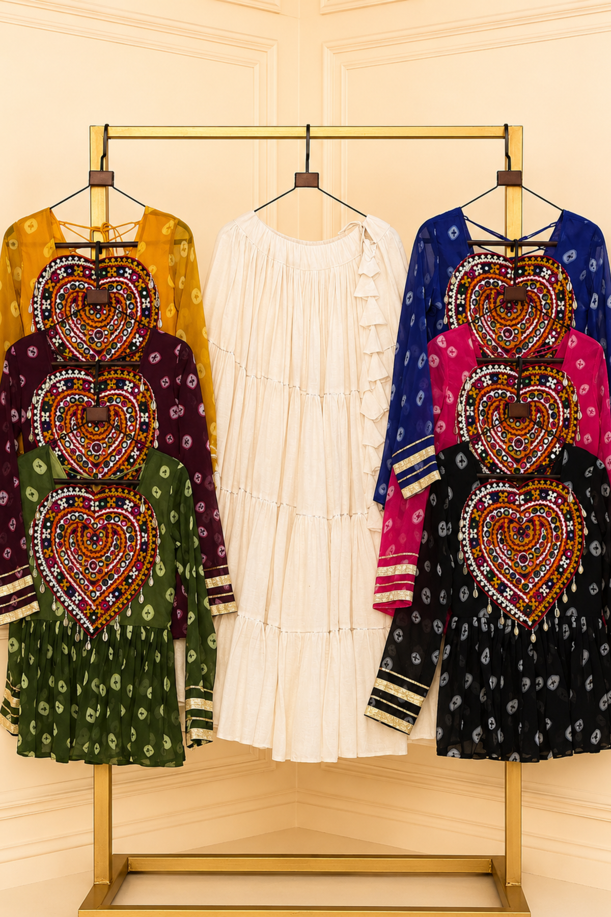 Girls Ethnic Dress Set | Embroidered Traditional Party Wear Dress for Kids