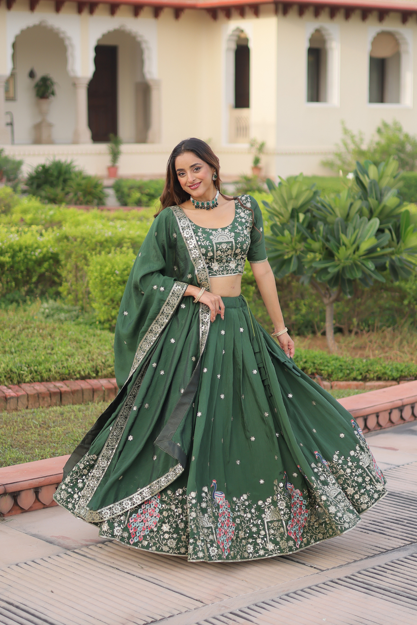 Women Embroidered Lehenga Choli Dupatta Set