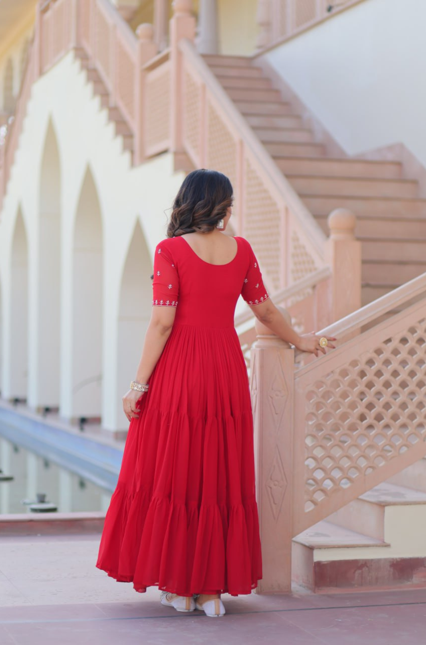 Women's Embroidered Anarkali Gown with Dupatta