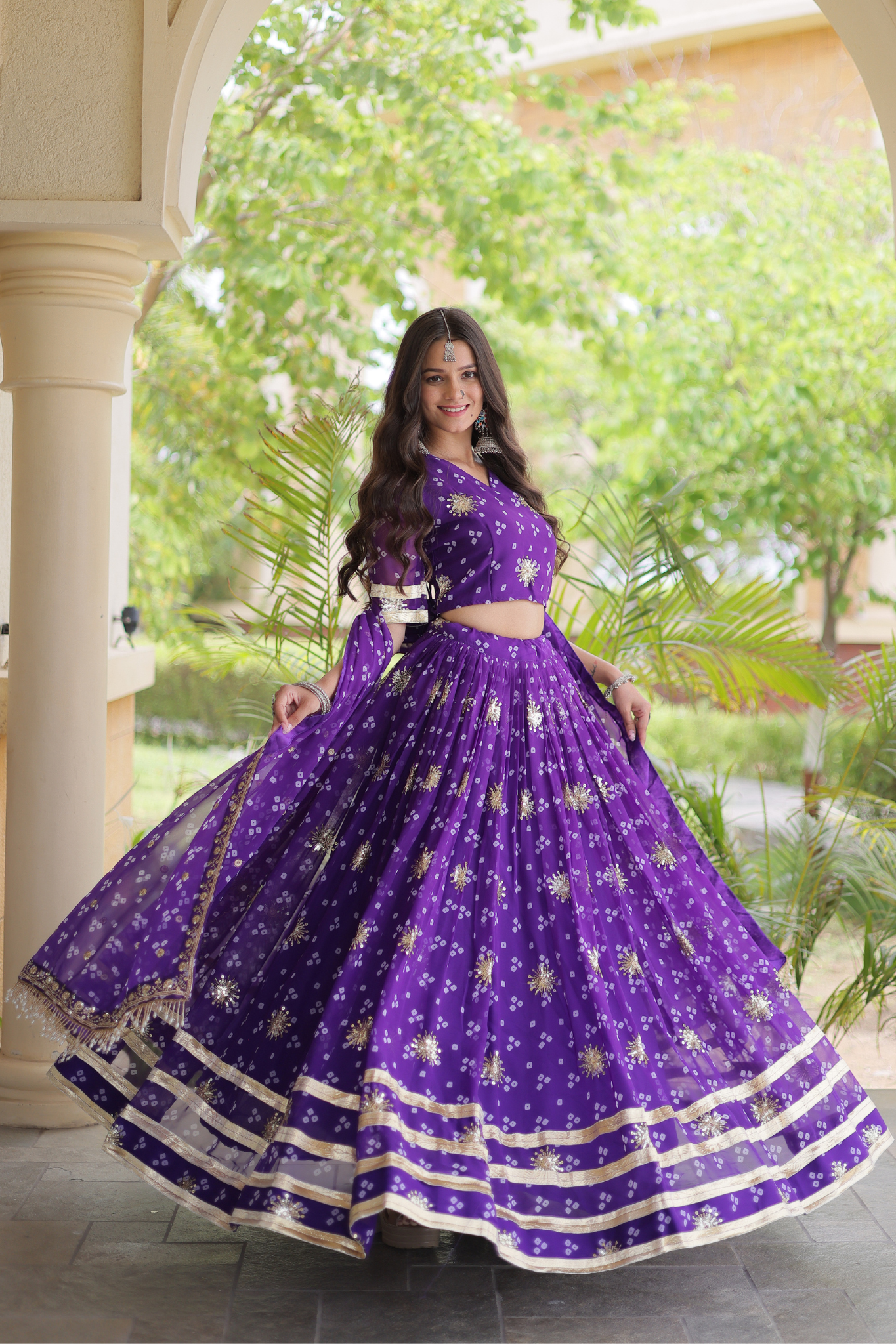 Women's [Color] Bandhani Printed Lehenga Choli with Dupatta
