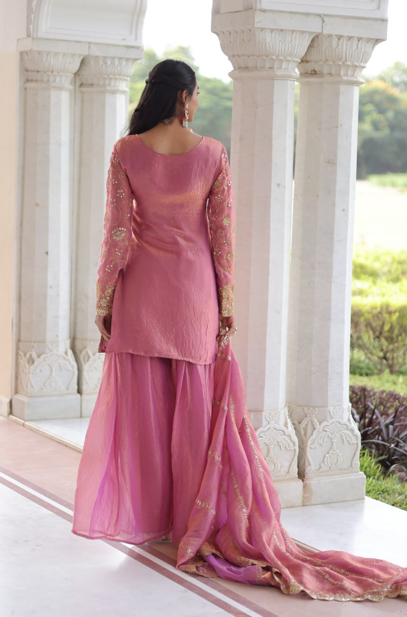 Women's Embroidered Sharara Suit Set with Dupatta