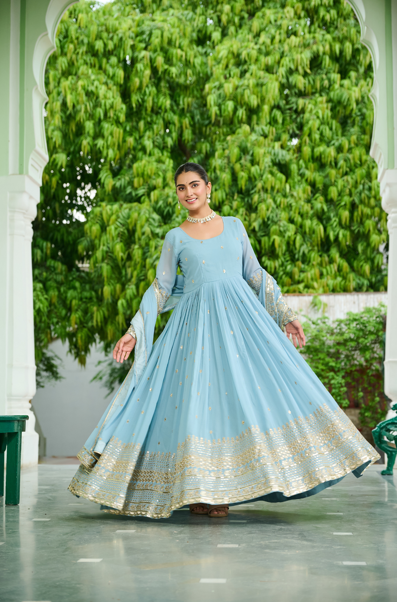 Women’s Designer Georgette Anarkali Gown with Dupatta