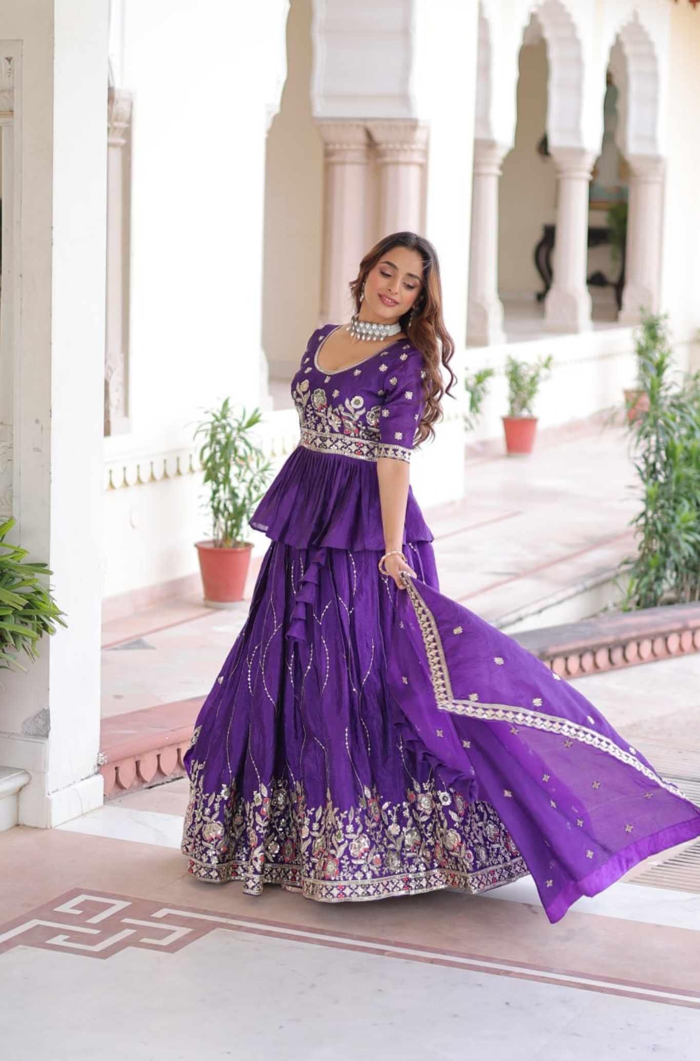 Royal Purple Designer Lehenga Choli with Zari Sequins Embroidery Work for Women