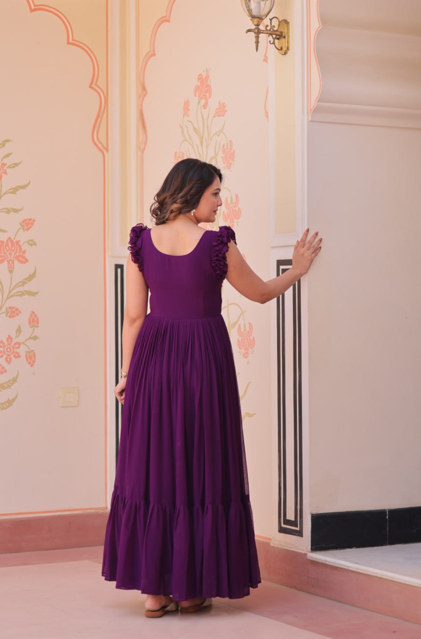 Women’s Elegant Butterfly Embroidered Anarkali Gown Dress
