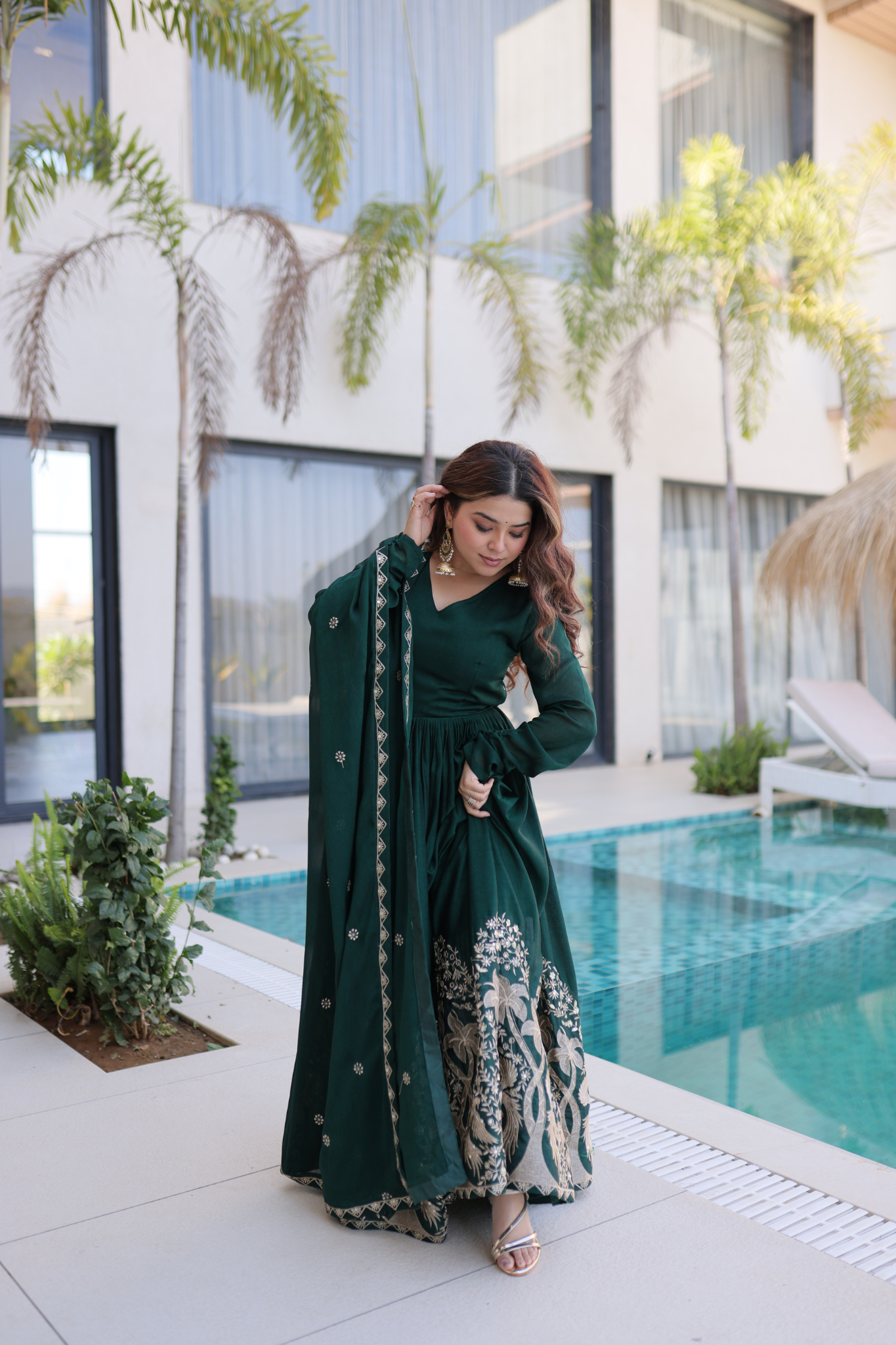 Women Embroidered Anarkali Gown Set with Dupatta