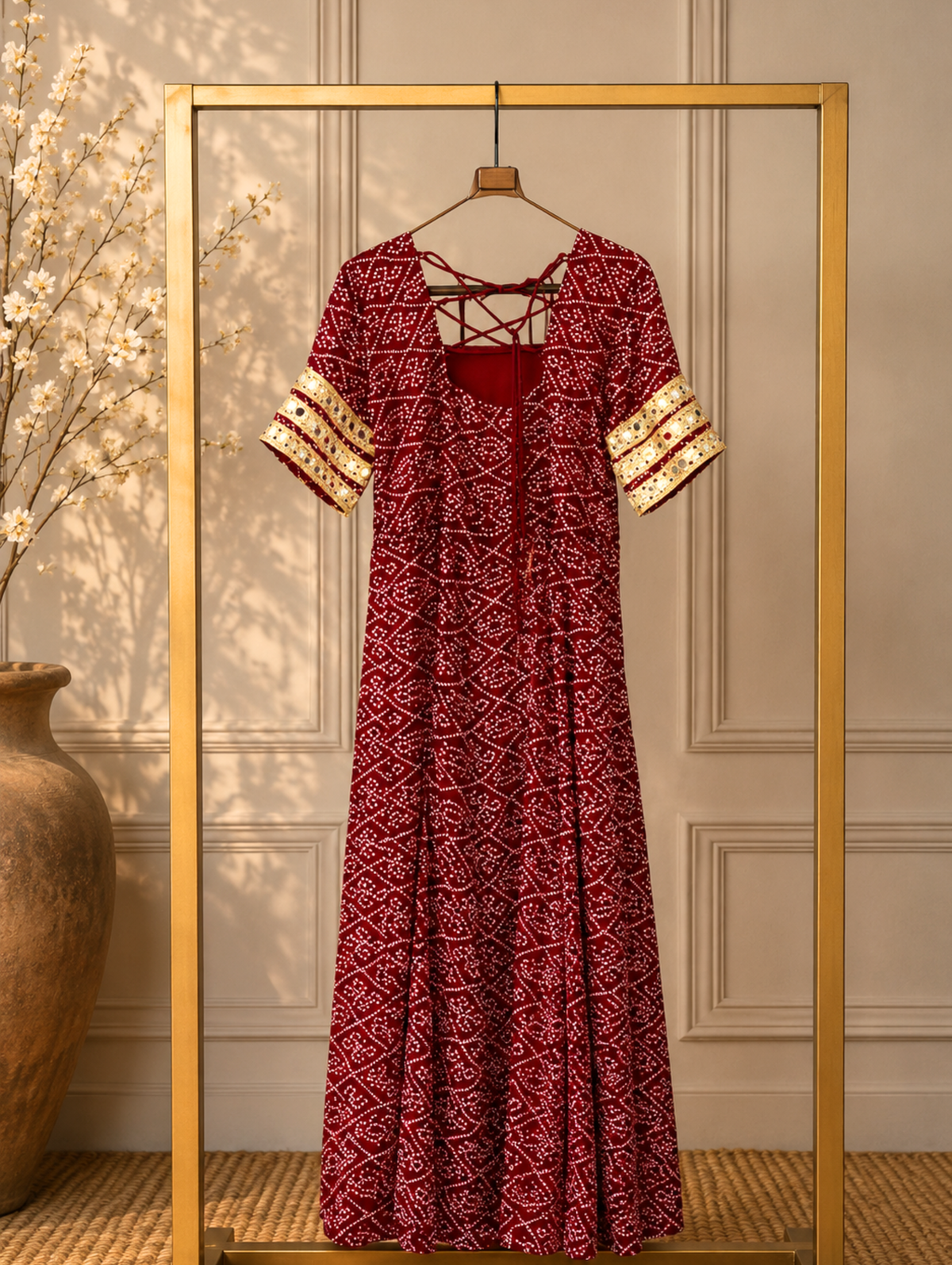 Women’s Designer Navratri Ethnic Kurti with Mirror Work & Embroidered Sleeves #NavratriOutfit #NavratriCollection