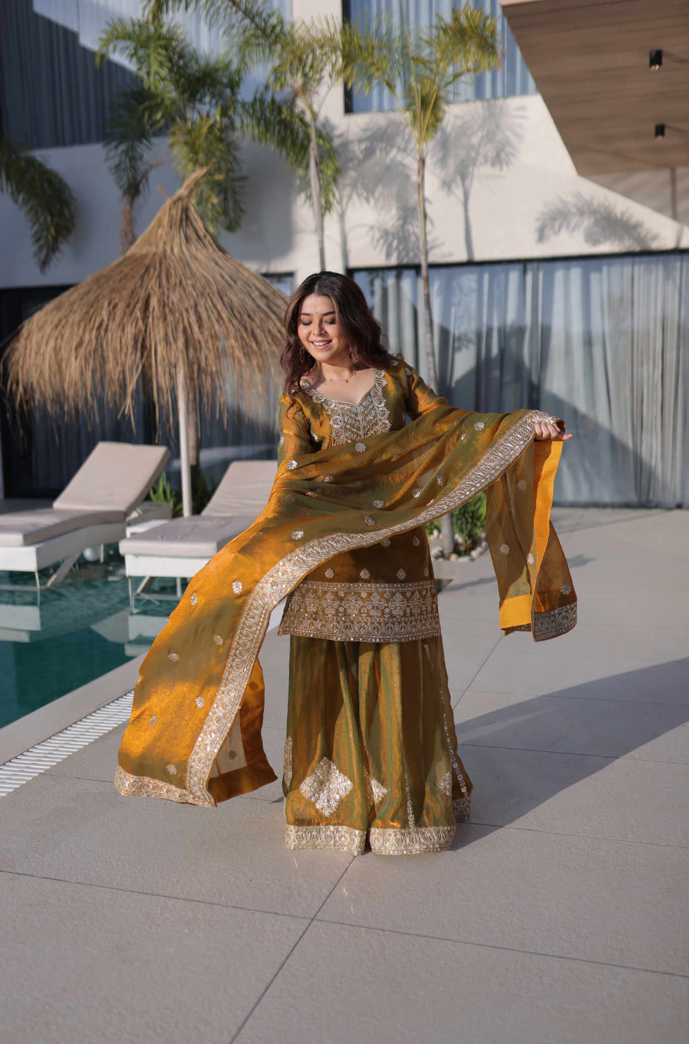 Women Festive Embroidered Muslin Silk Kurta Set with Dupatta