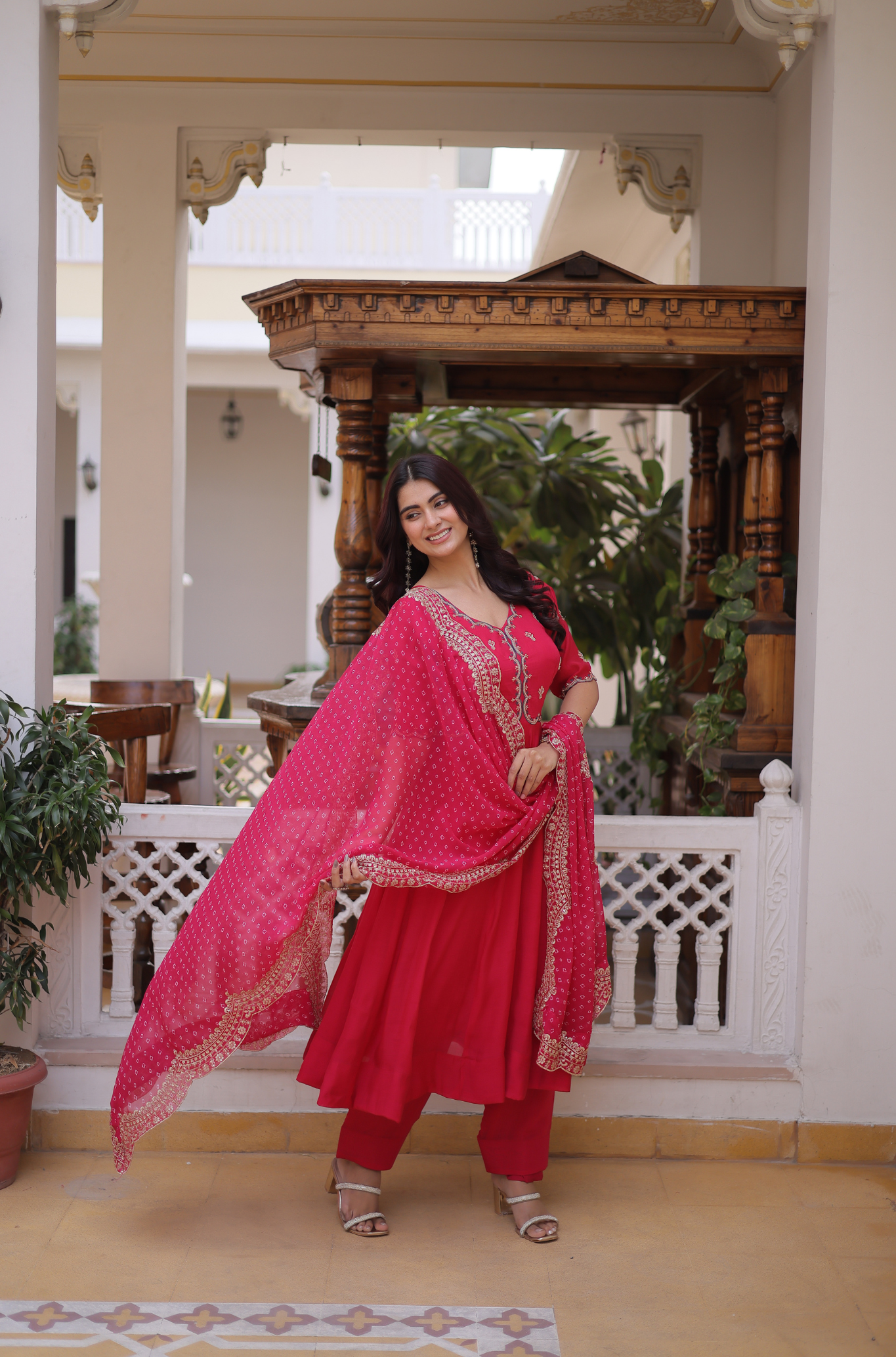 Women Embroidered Anarkali Kurta Set with Dupatta