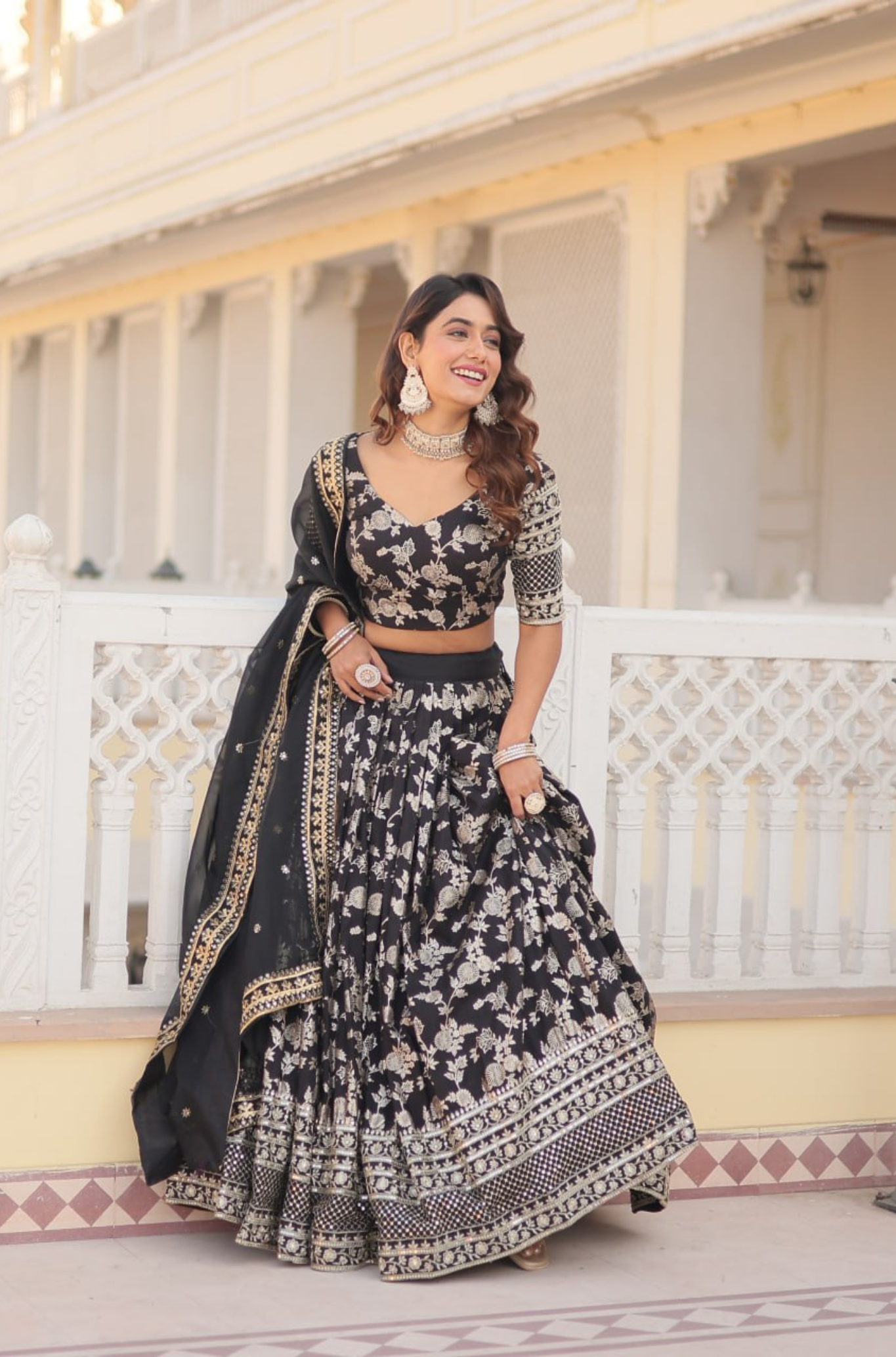Women's Designer Floral Printed Lehenga Choli Set with Dupatta