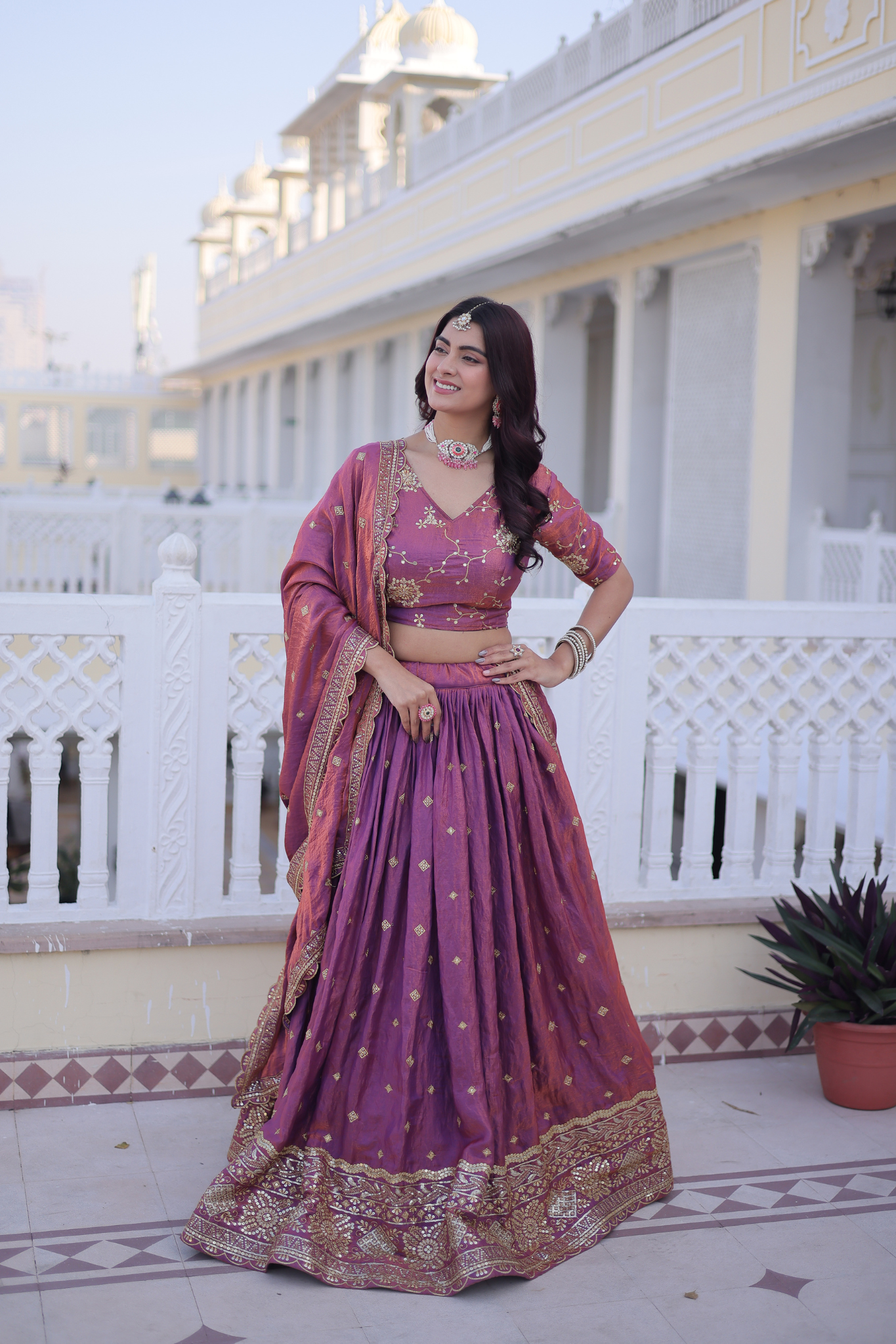 Premium Purple Silk Lehenga Choli Set for Women