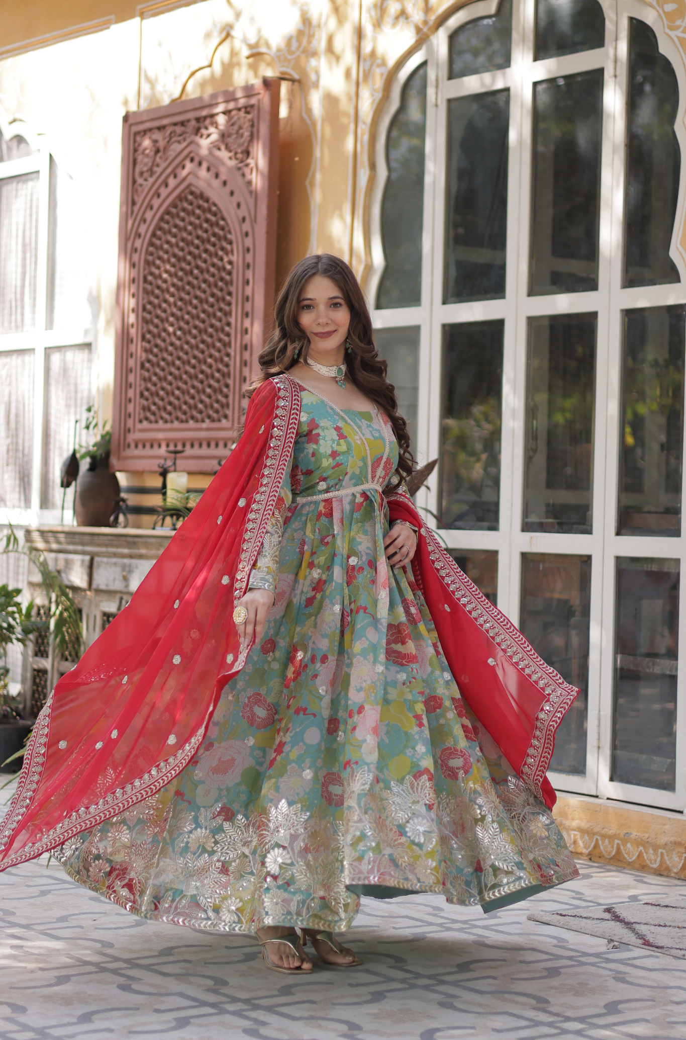 Women Premium Traditional Printed Anarkali Kurta Set With Dupatta