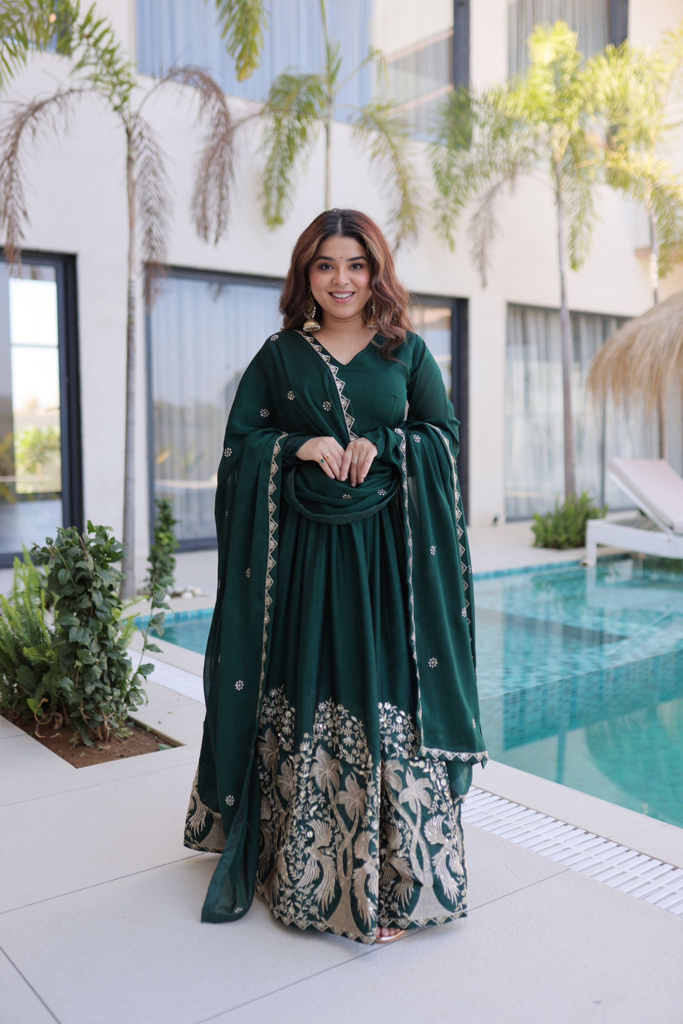 Women Embroidered Anarkali Gown Set with Dupatta