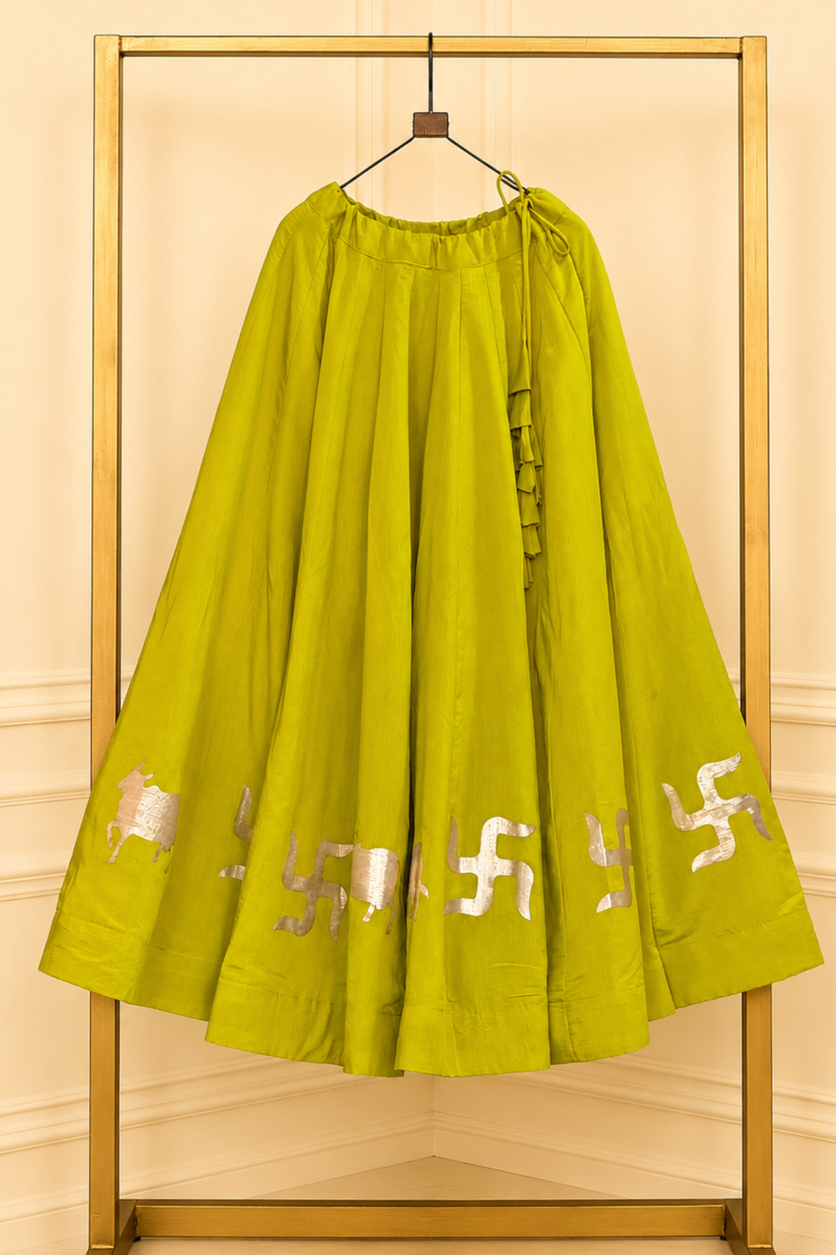 Designer Ethnic Skirt with Foil Print & Ruffle Detail