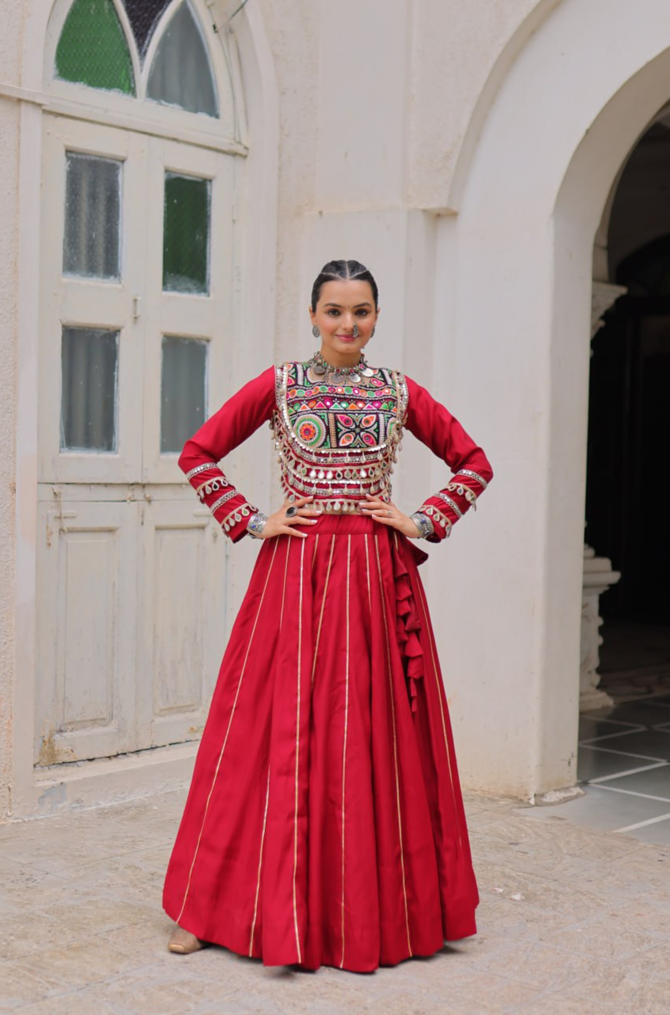 Designer Mirror Work Embroidered Lehenga Choli Set for Women