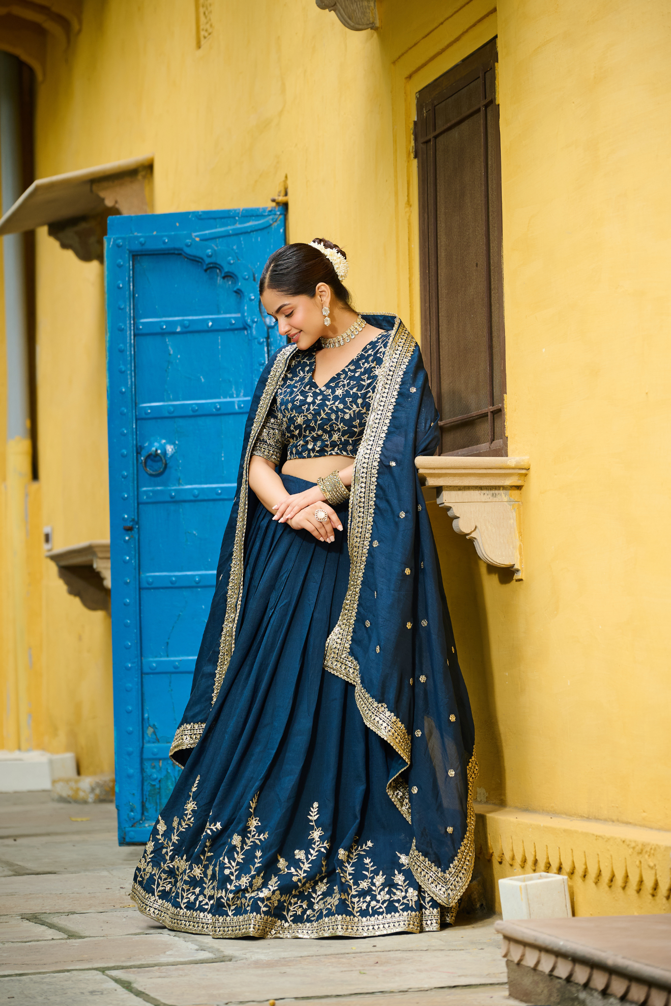 Women Embroidered Lehenga Choli Dupatta Set