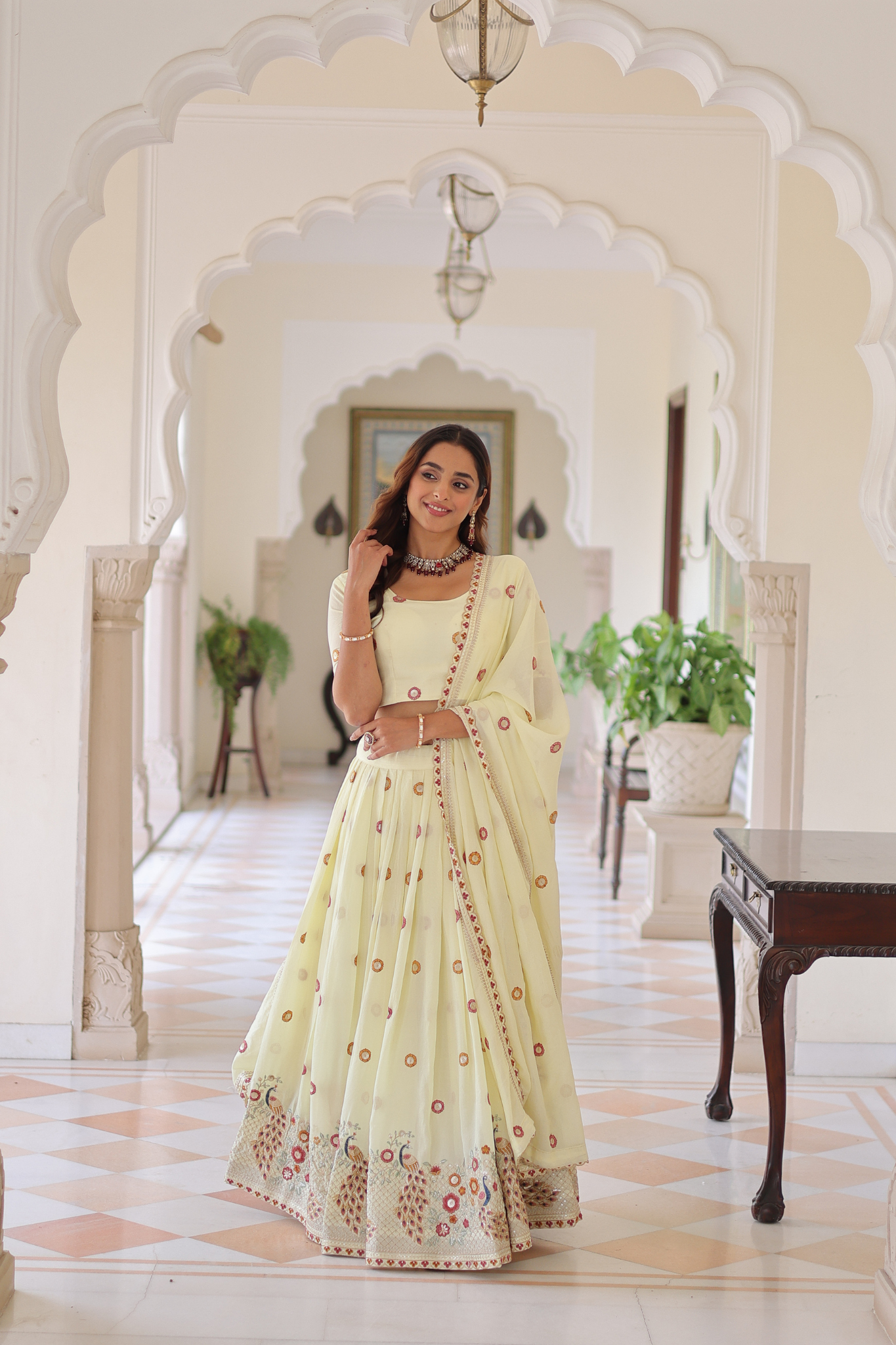 Women Designer Lehenga Choli Dupatta Set with Embroidery Work