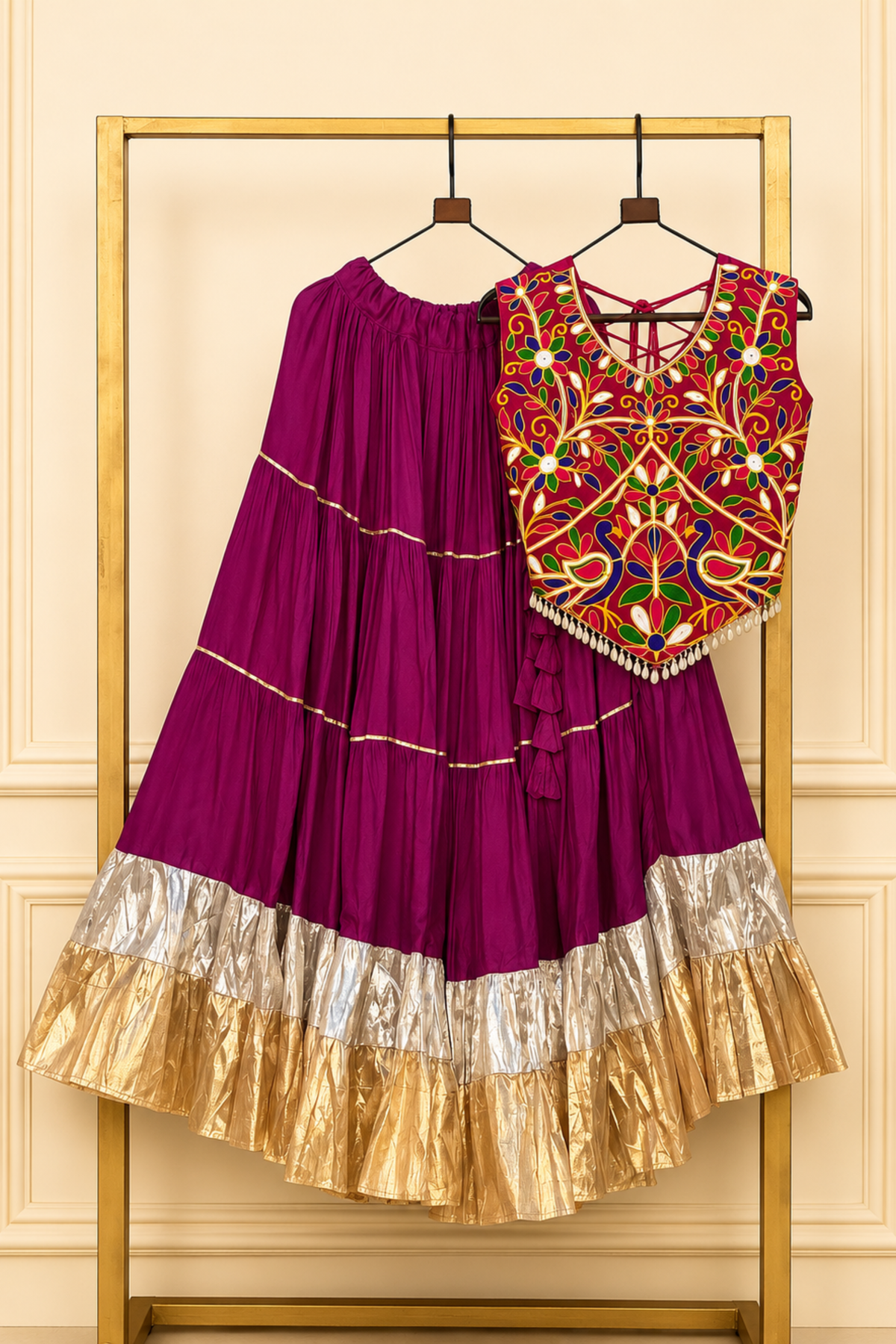 Designer Navratri Lehenga Choli with Embroidered Blouse