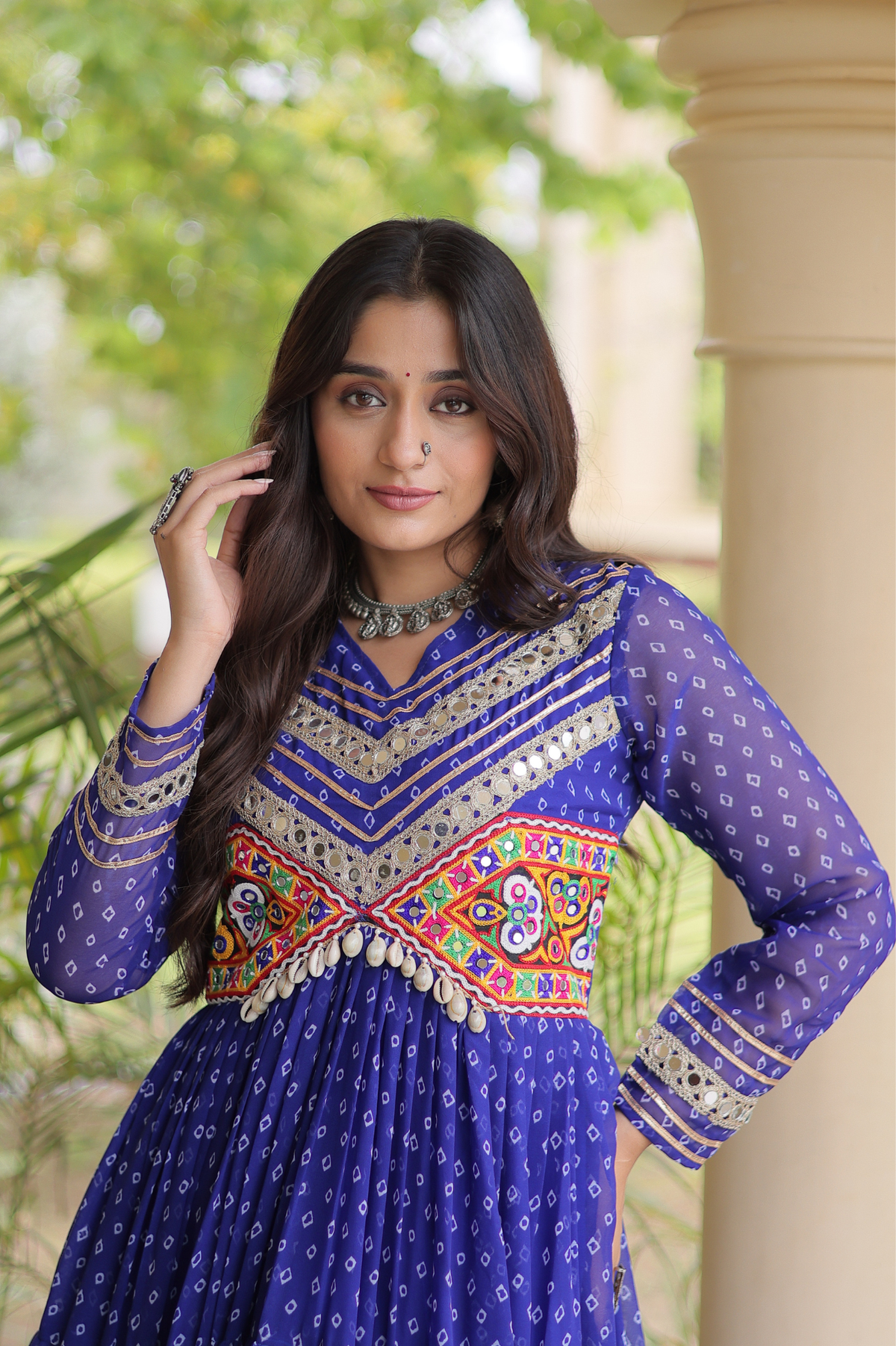 Women’s Designer Anarkali Gown with Embroidered Yoke & Flared Silhouette | Festive Ethnic Wear