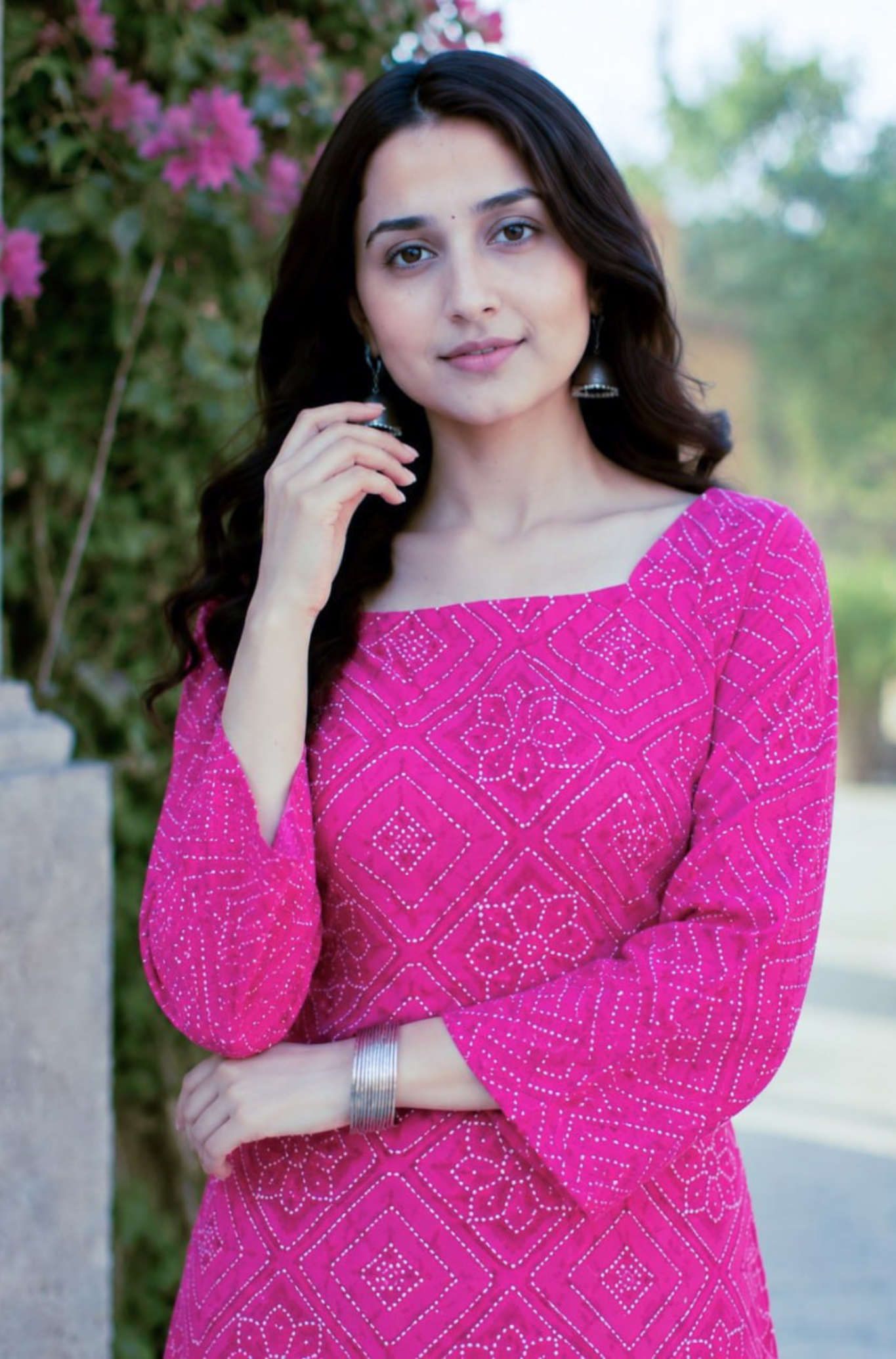 Women's Designer Bandhani Print Cotton Short Kurti Set