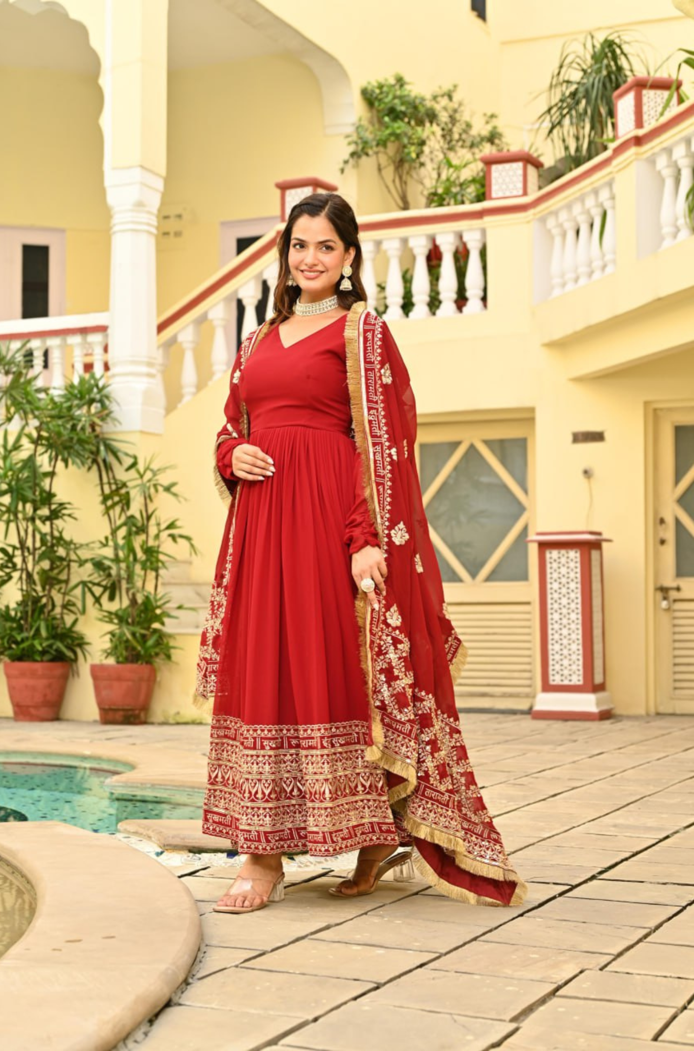 Luxury Embroidered Anarkali Suit Set with Designer Dupatta Set For Women
