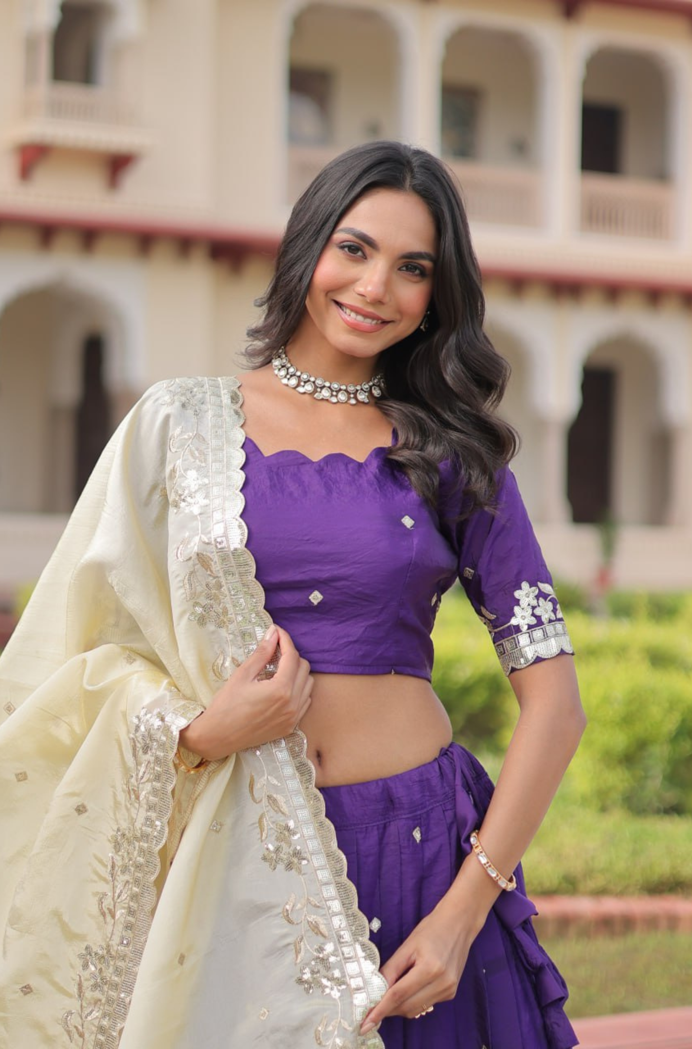 Women's Embroidered Lehenga Choli Set with Dupatta