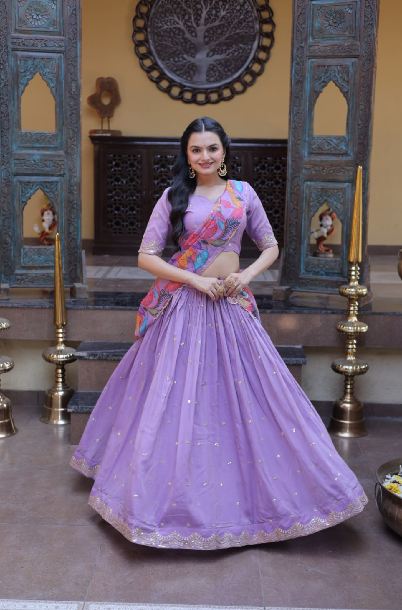 Designer Lehenga Choli for Women with Printed Dupatta & Sequins Work