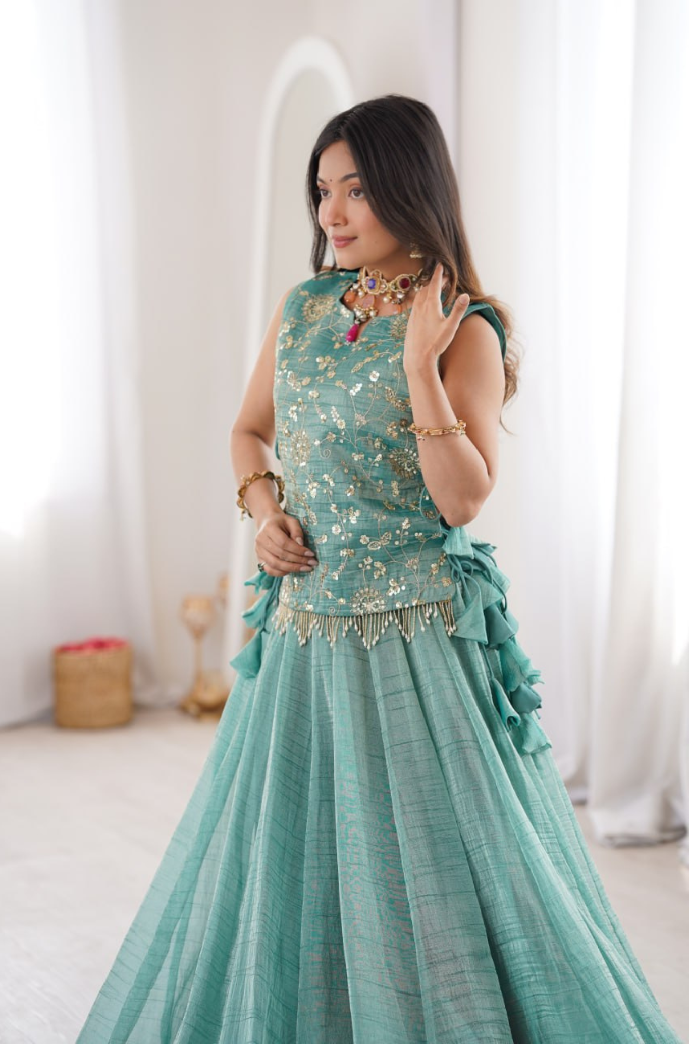 Women’s Designer Embroidered Flared Lehenga Choli Set