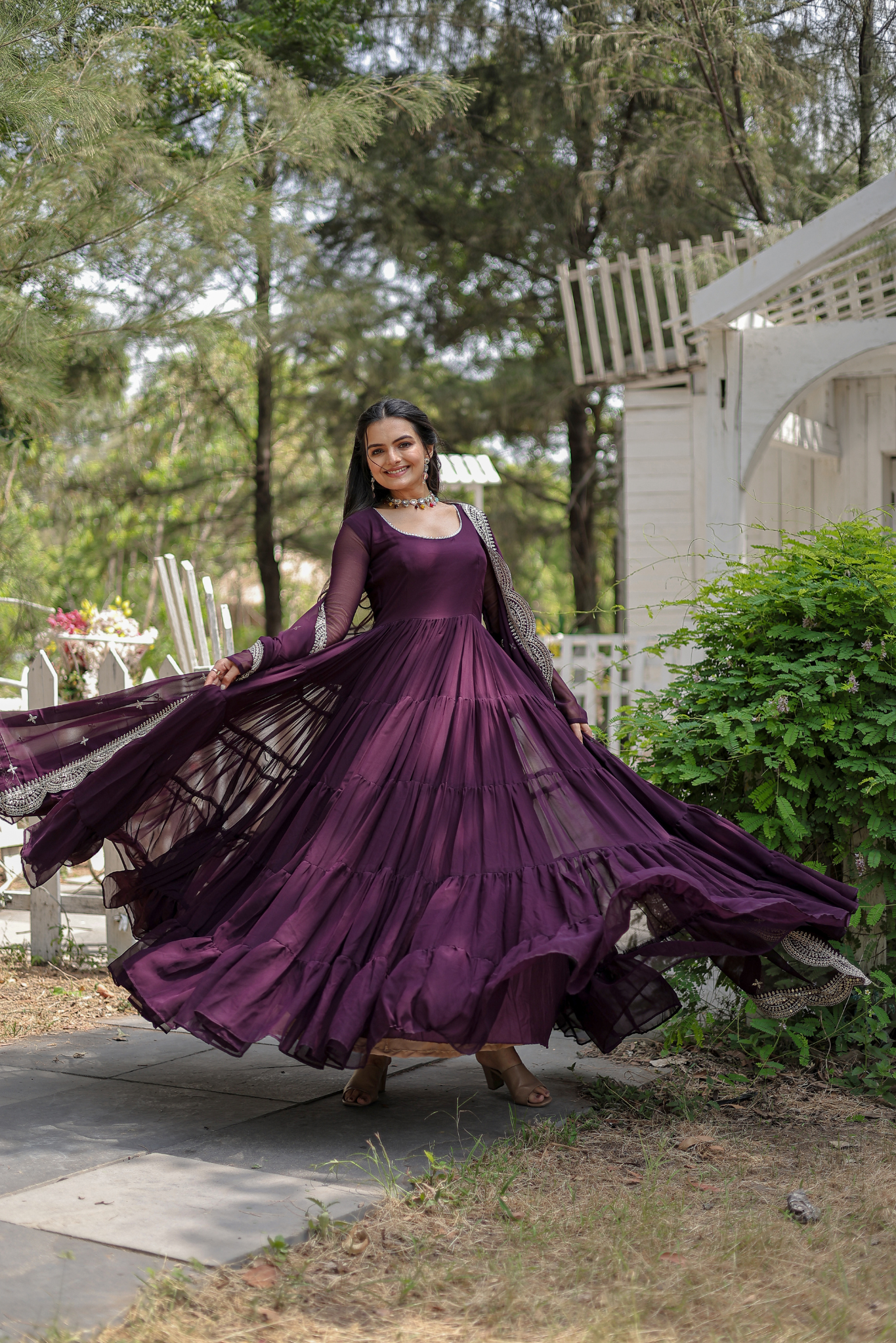 Exclusive Women's Designer Embroidered Anarkali Gown with Dupatta