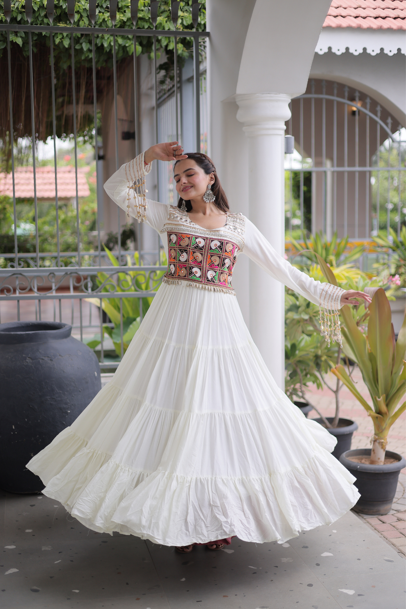 Women's Designer Kutchi Gamthi Embroidered Anarkali Gown