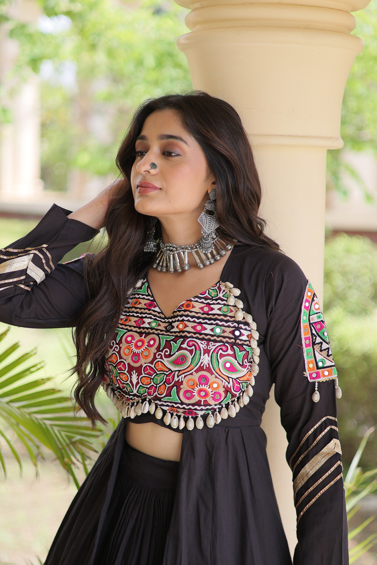 Women’s Embroidered Anarkali kurta with Flared Skirt Set