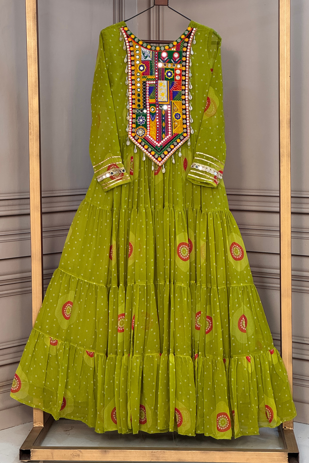 Women’s Designer Embroidered Anarkali Kurta | Ethnic Festive Wear Dress for Navratri & Garba